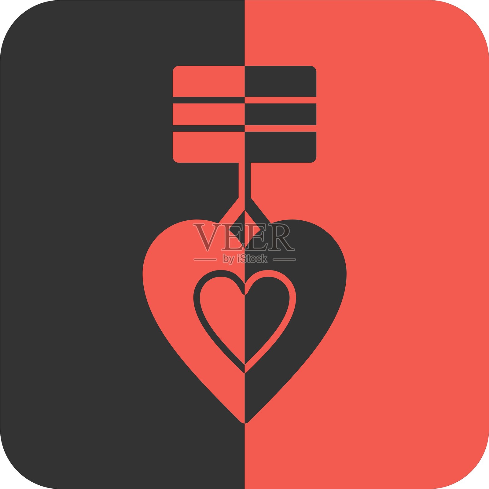 紫心红色反向图标插画图片素材