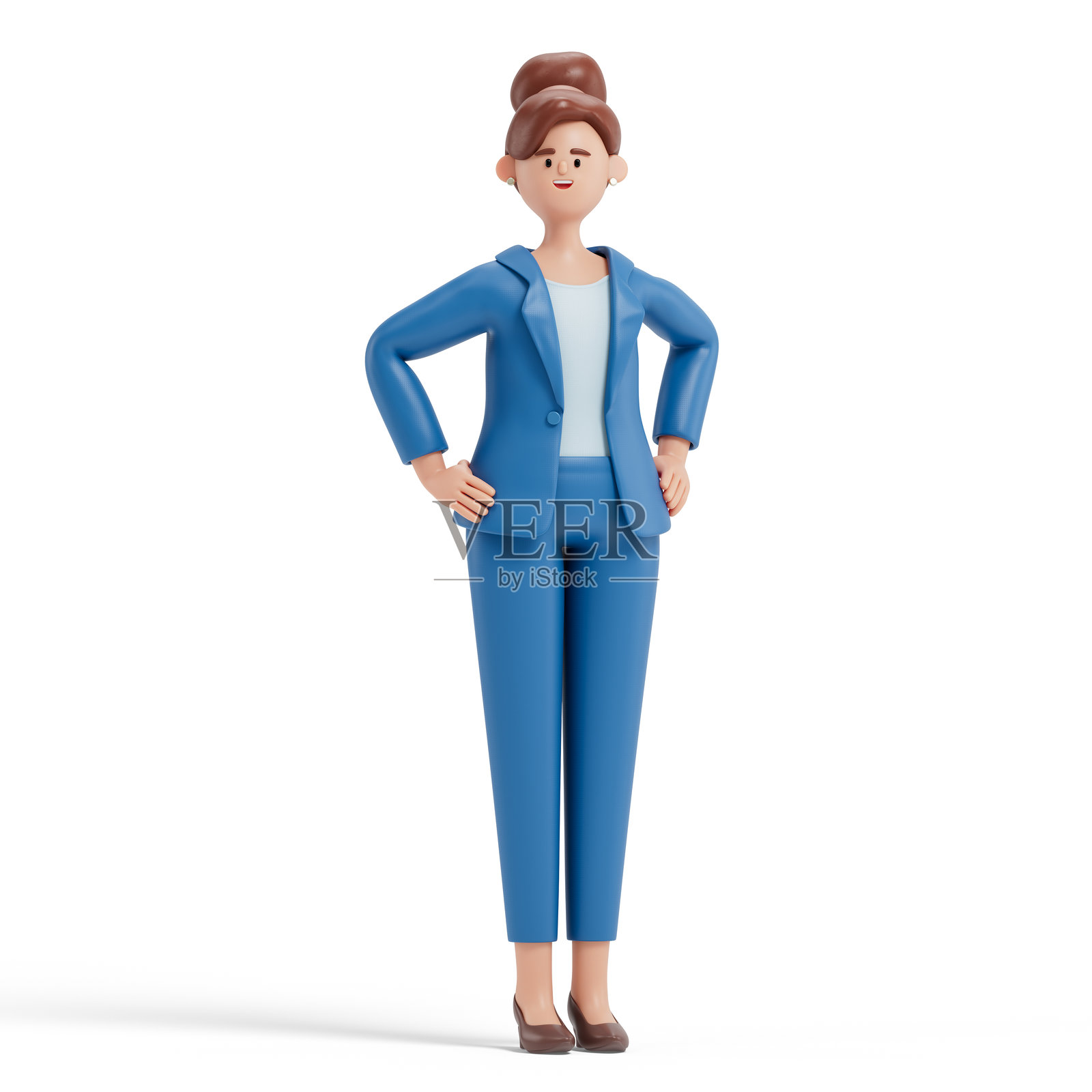 自信的女性双手叉腰照片摄影图片