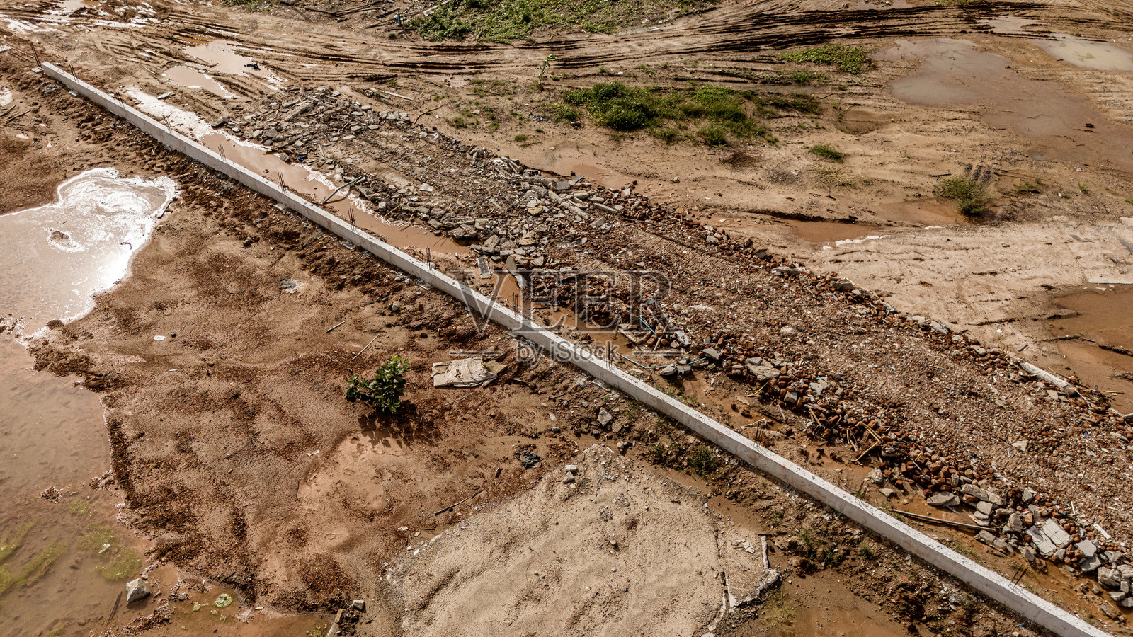 新道路建设或高架桥施工的鸟瞰图照片摄影图片