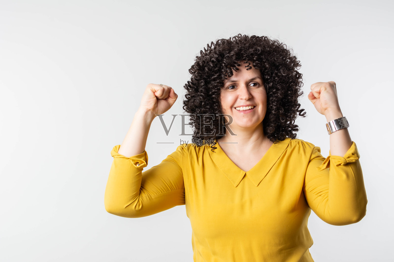 惊讶的了不起的女性，孤立在白色背景上照片摄影图片