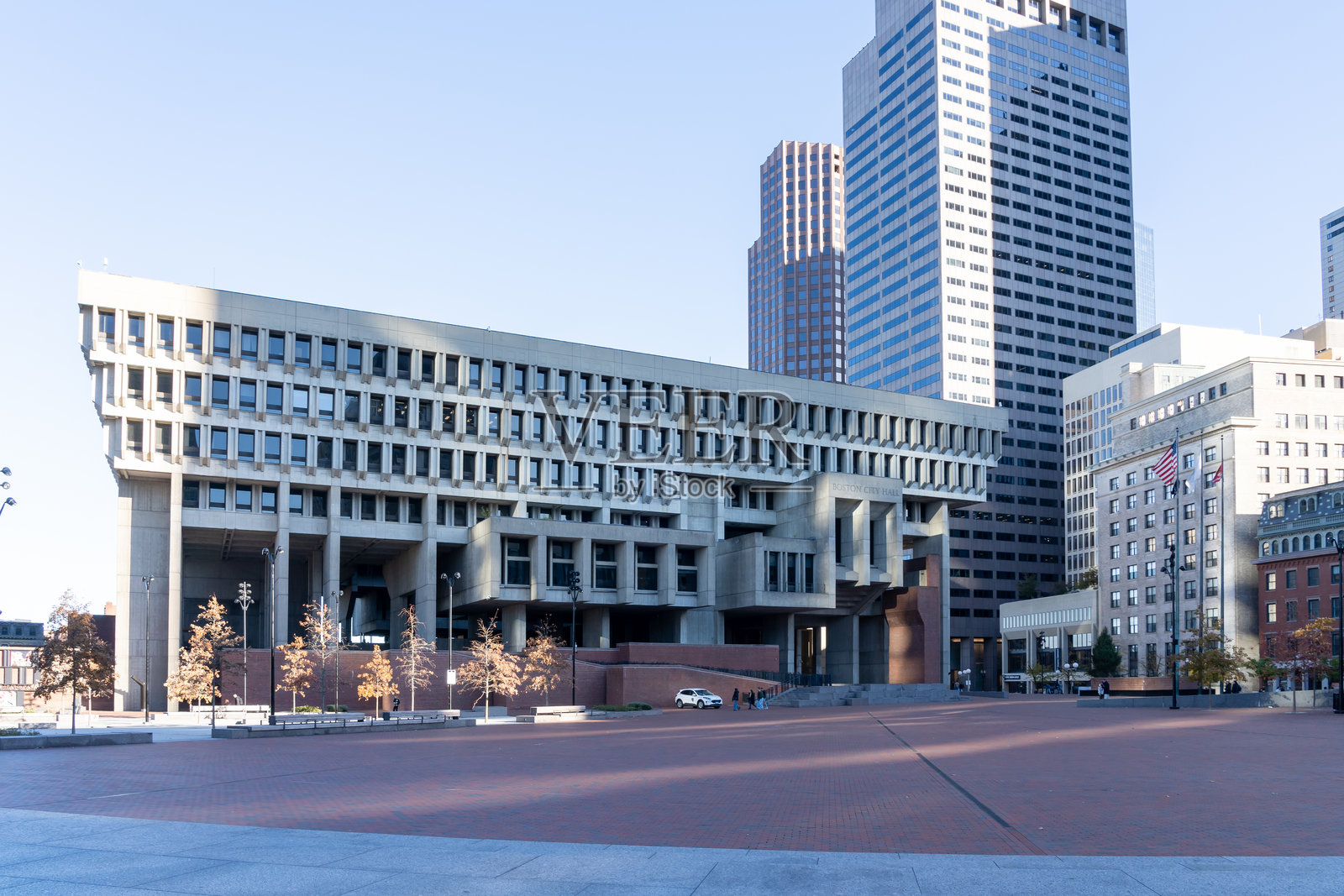 波士顿市政厅-政府中心，正式名称为波士顿市，是美国马萨诸塞州的首府和人口最多的城市。照片摄影图片
