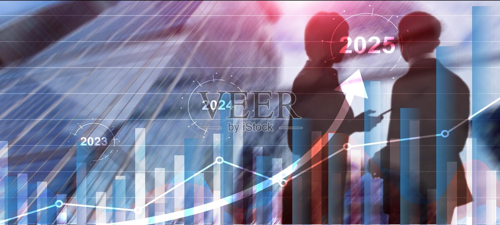 金融背景，经济增长2023-2025。抽象背景照片摄影图片