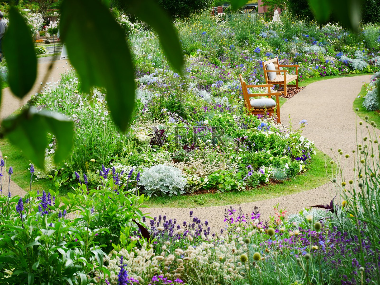在日本一个可以放松身心、欣赏花朵的空间。照片摄影图片
