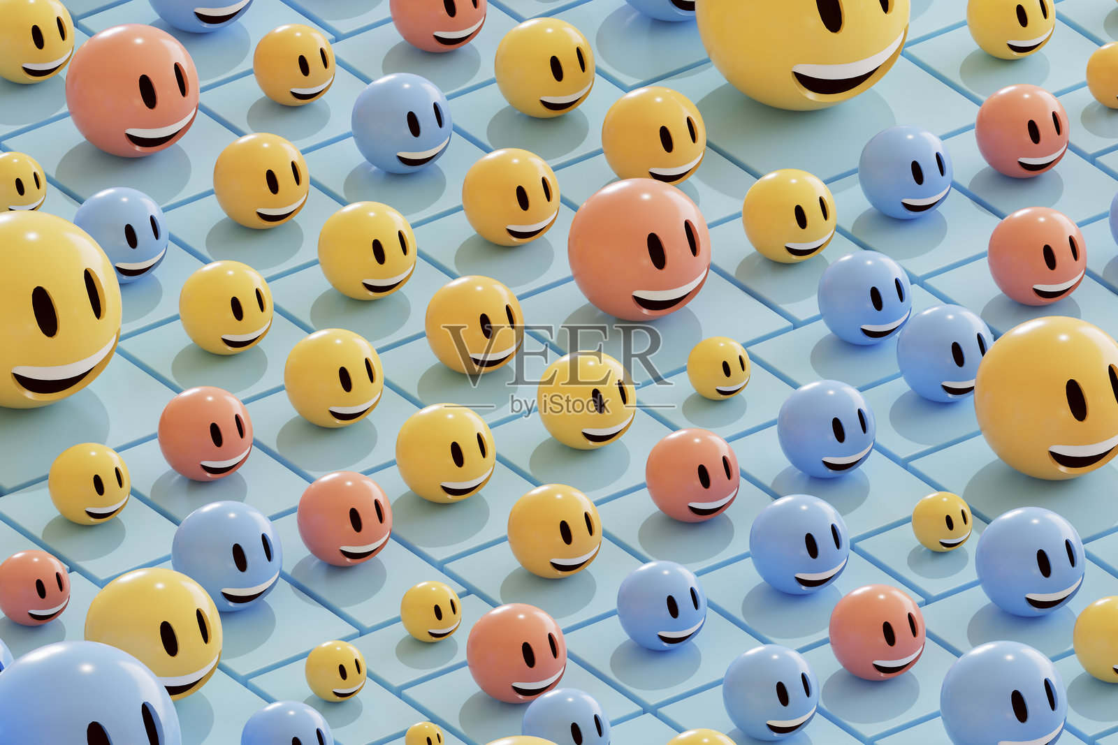 3D表情符号与微笑脸照片摄影图片