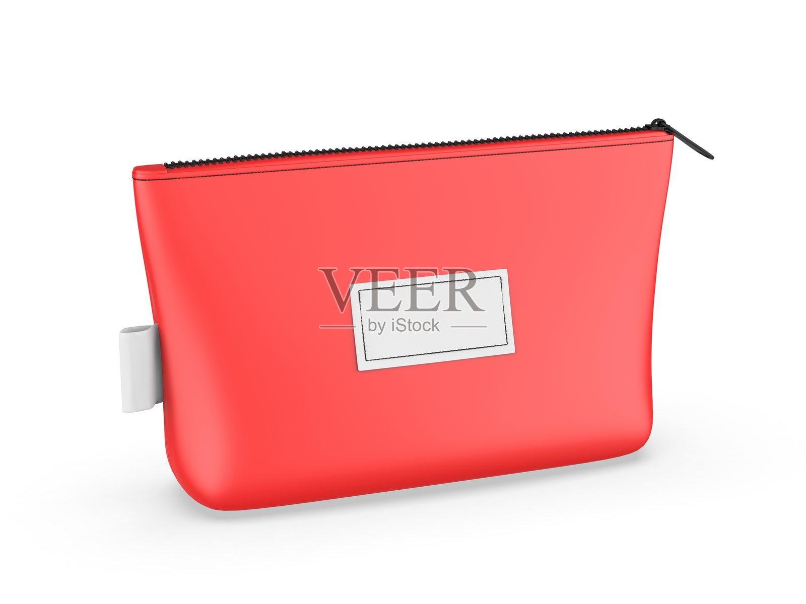 空白化妆包或化妆品包，防水旅行洗漱用品收纳包，带标签。照片摄影图片