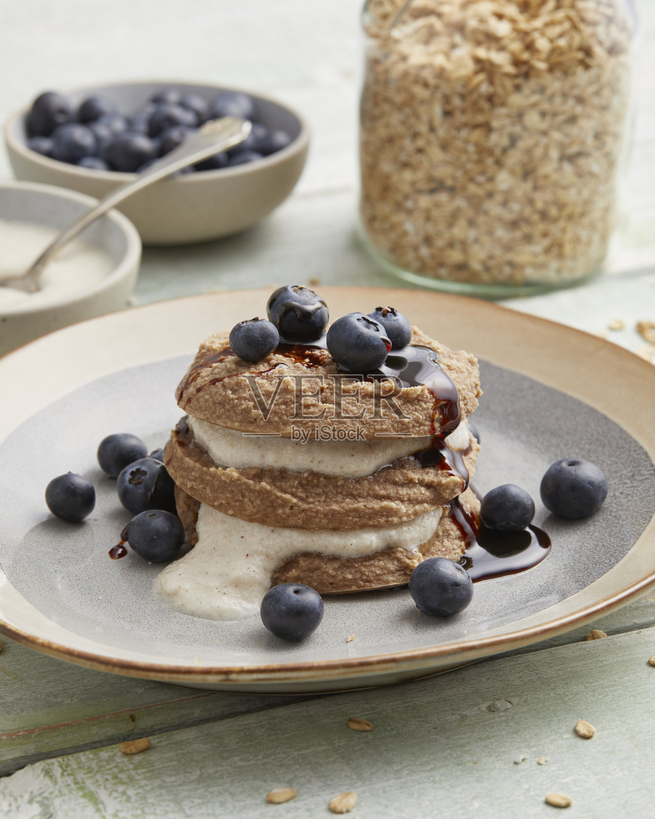 蓝莓煎饼照片摄影图片