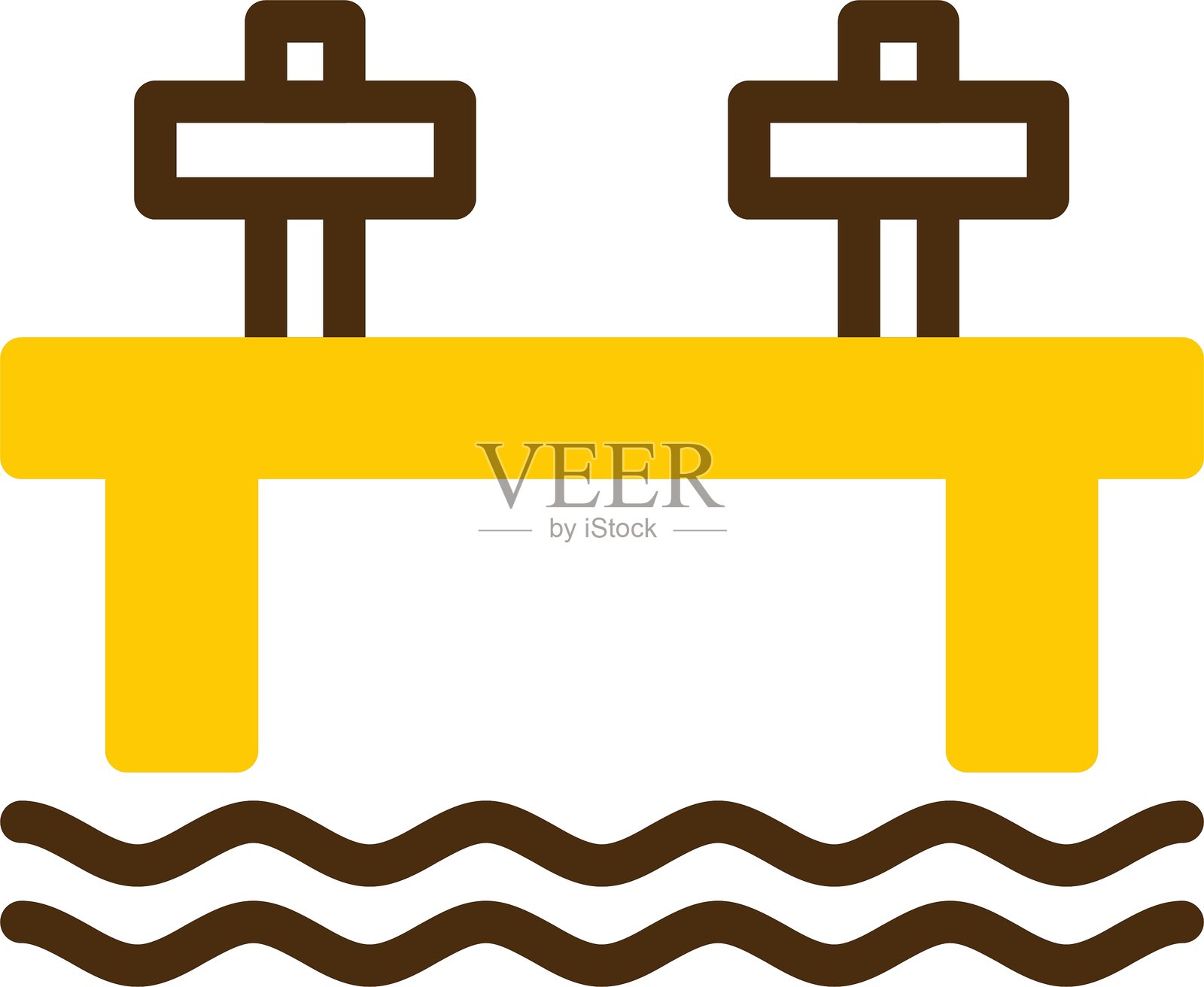 码头黄色线性圆圈插画图片素材