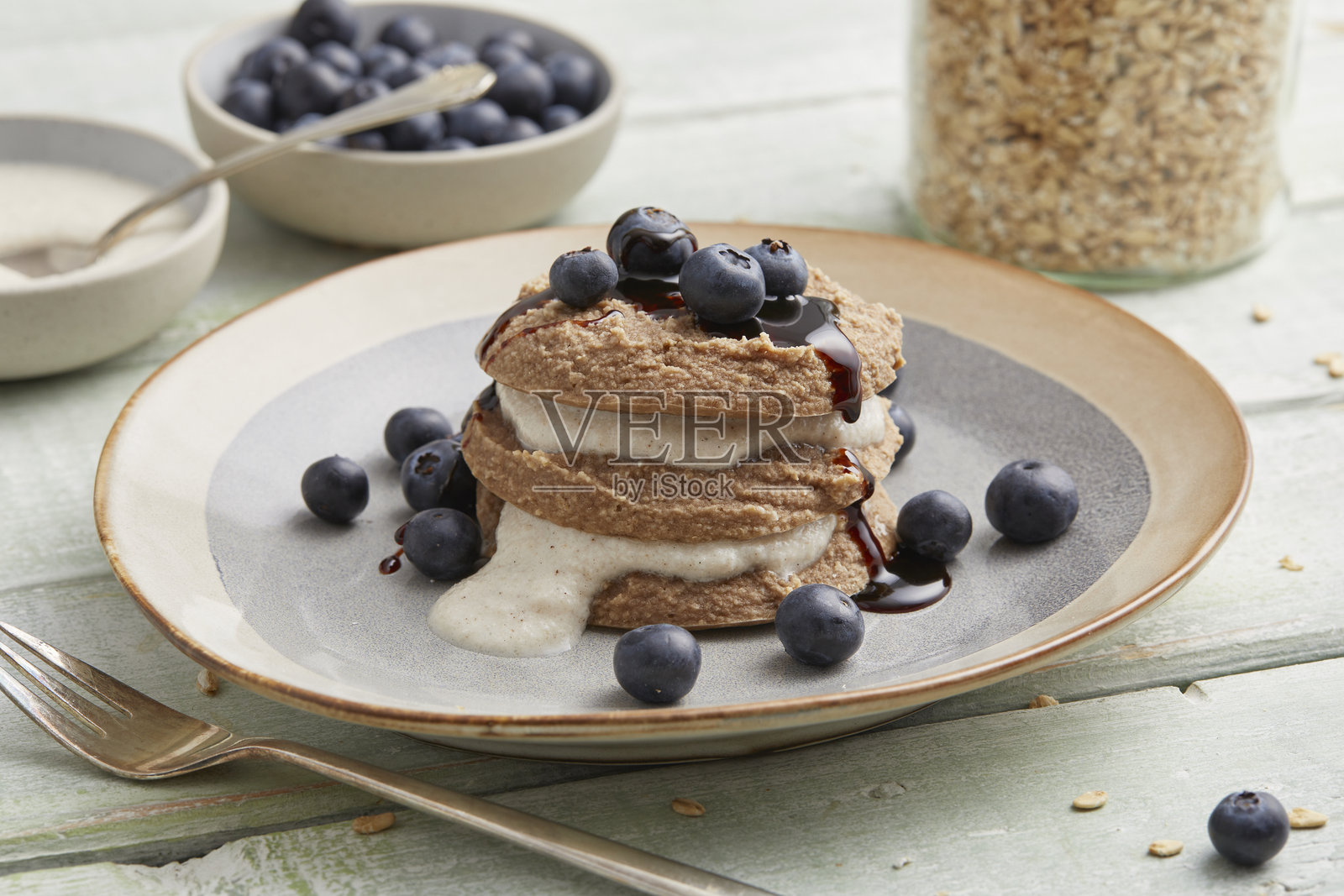 蓝莓煎饼照片摄影图片