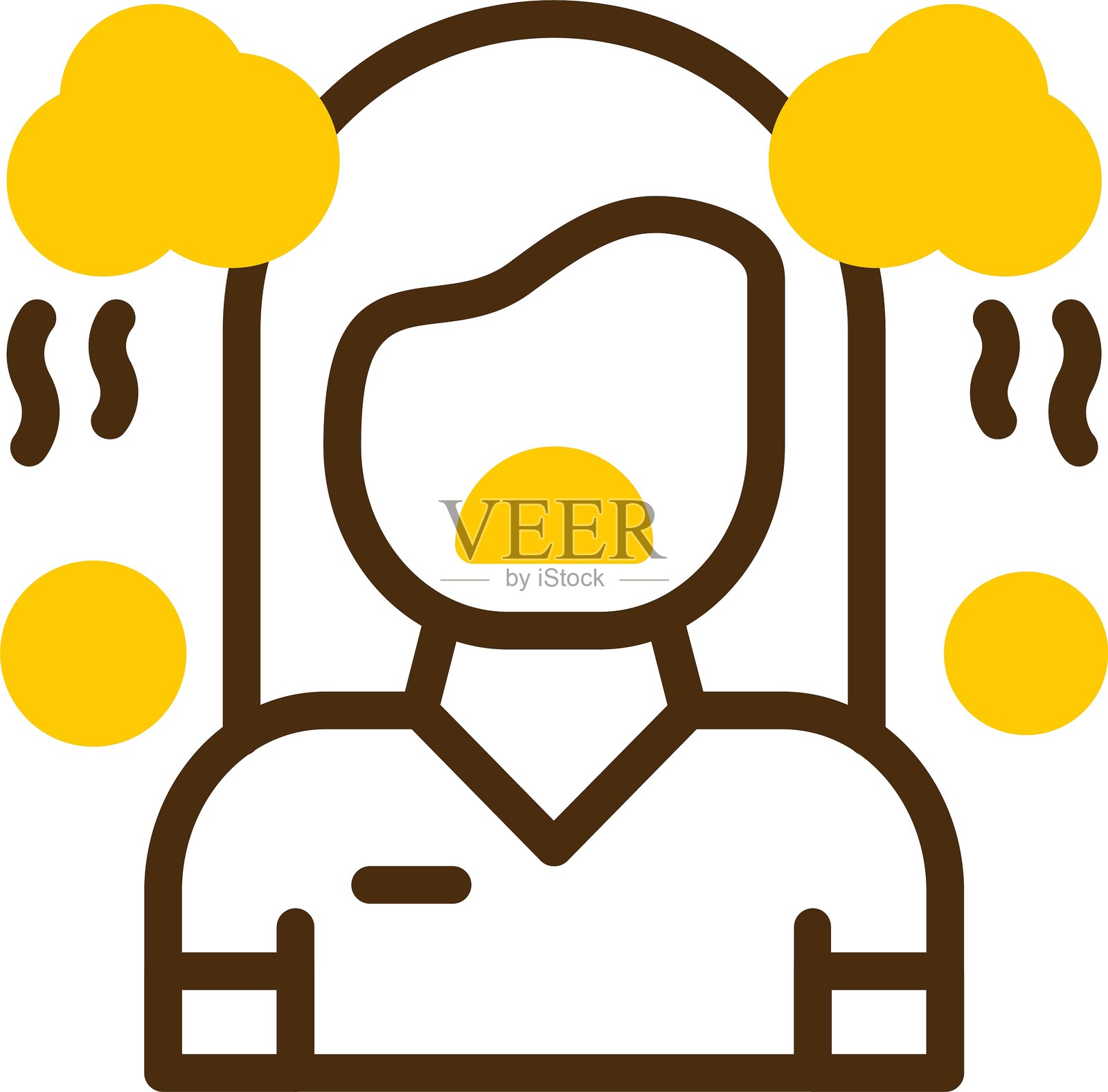 悲伤的黄色线性圆圈插画图片素材