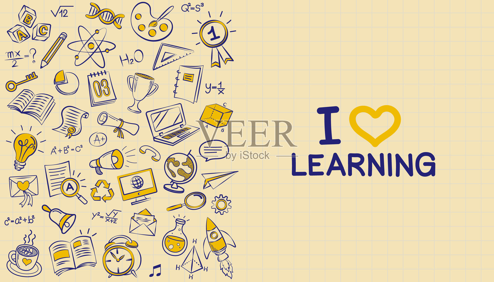 无缝图案。黑色黑板上的回到学校的矢量框架，带有教育涂鸦图标符号。回到学校的框架。EPS10。插画图片素材