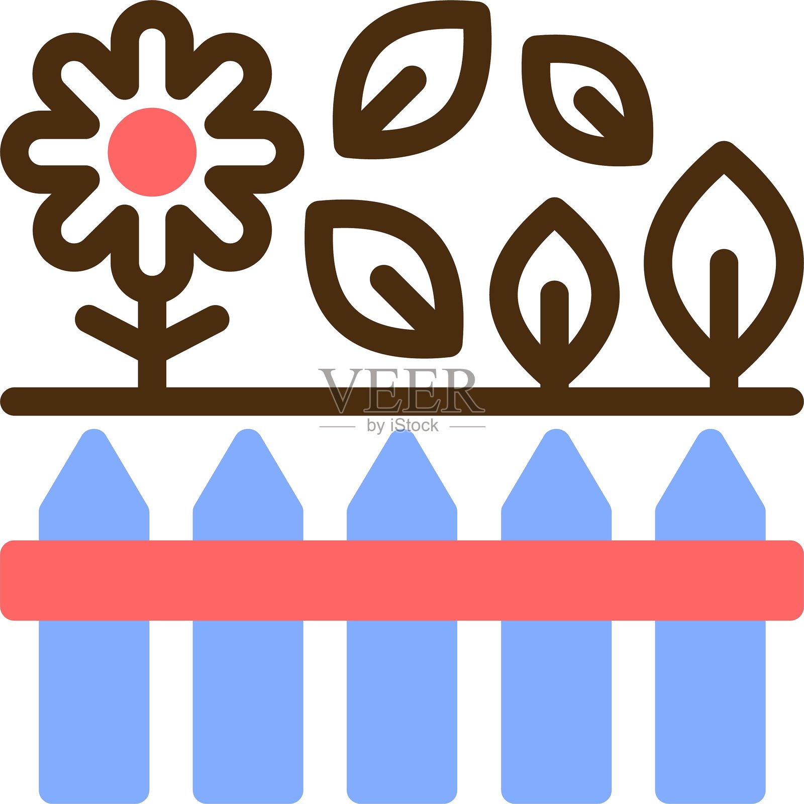 花园色彩填充图标插画图片素材