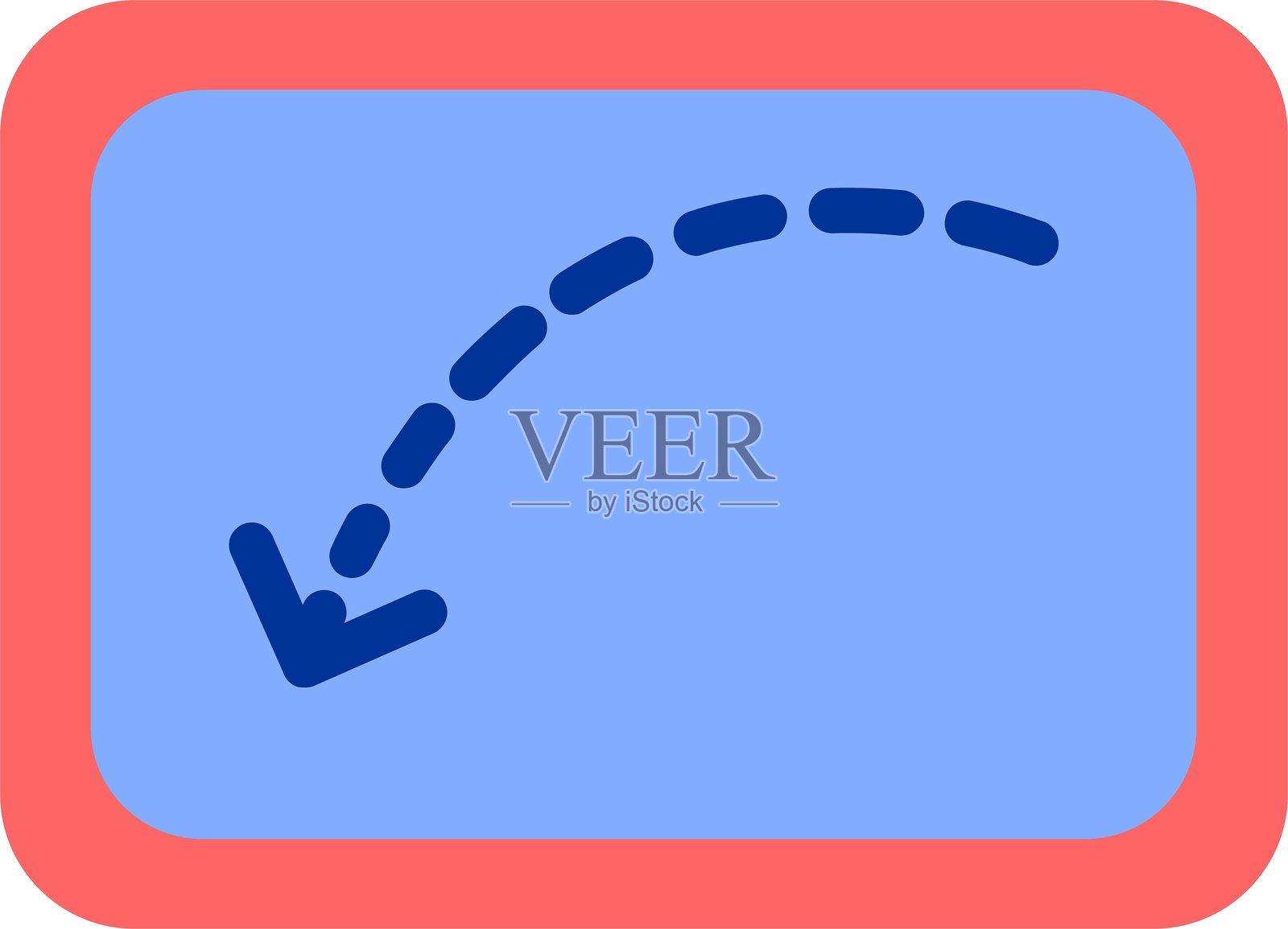 箭头虚线向下 彩色填充图标插画图片素材