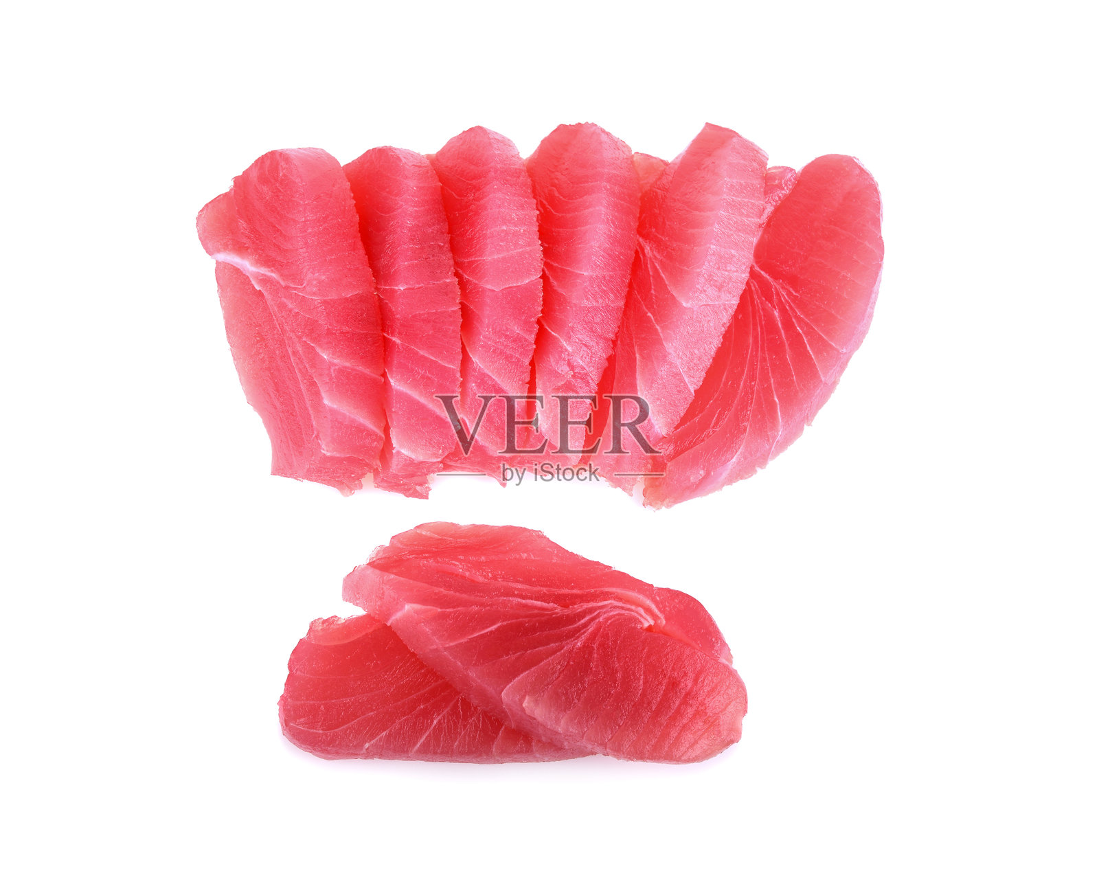 金枪鱼刺身，白色背景上的生金枪鱼鱼片照片摄影图片