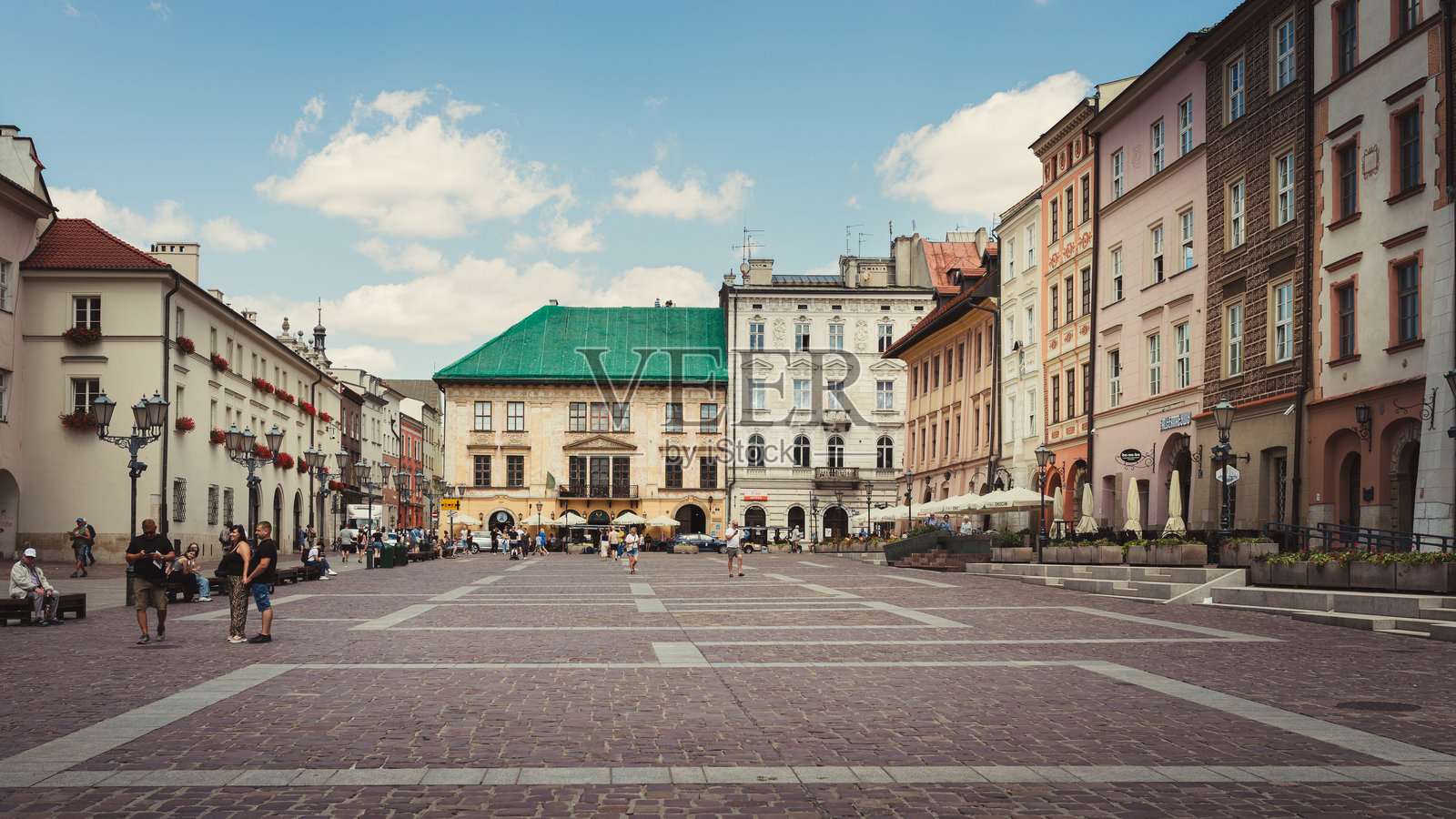 克拉科夫小市场广场的宁静景色照片摄影图片