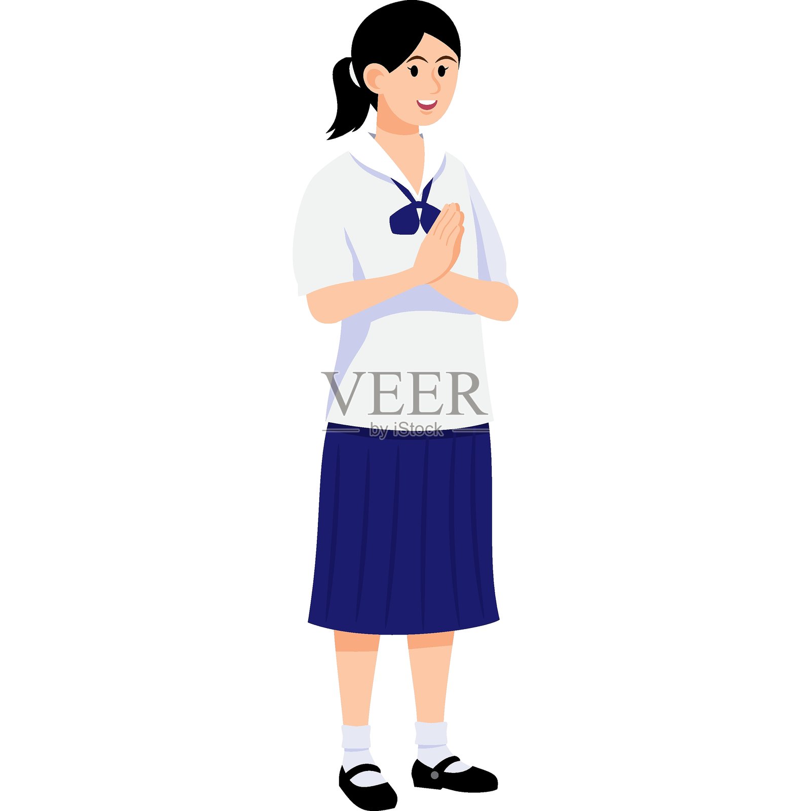 现代风格的亚洲女孩卡通角色头像插画图片素材