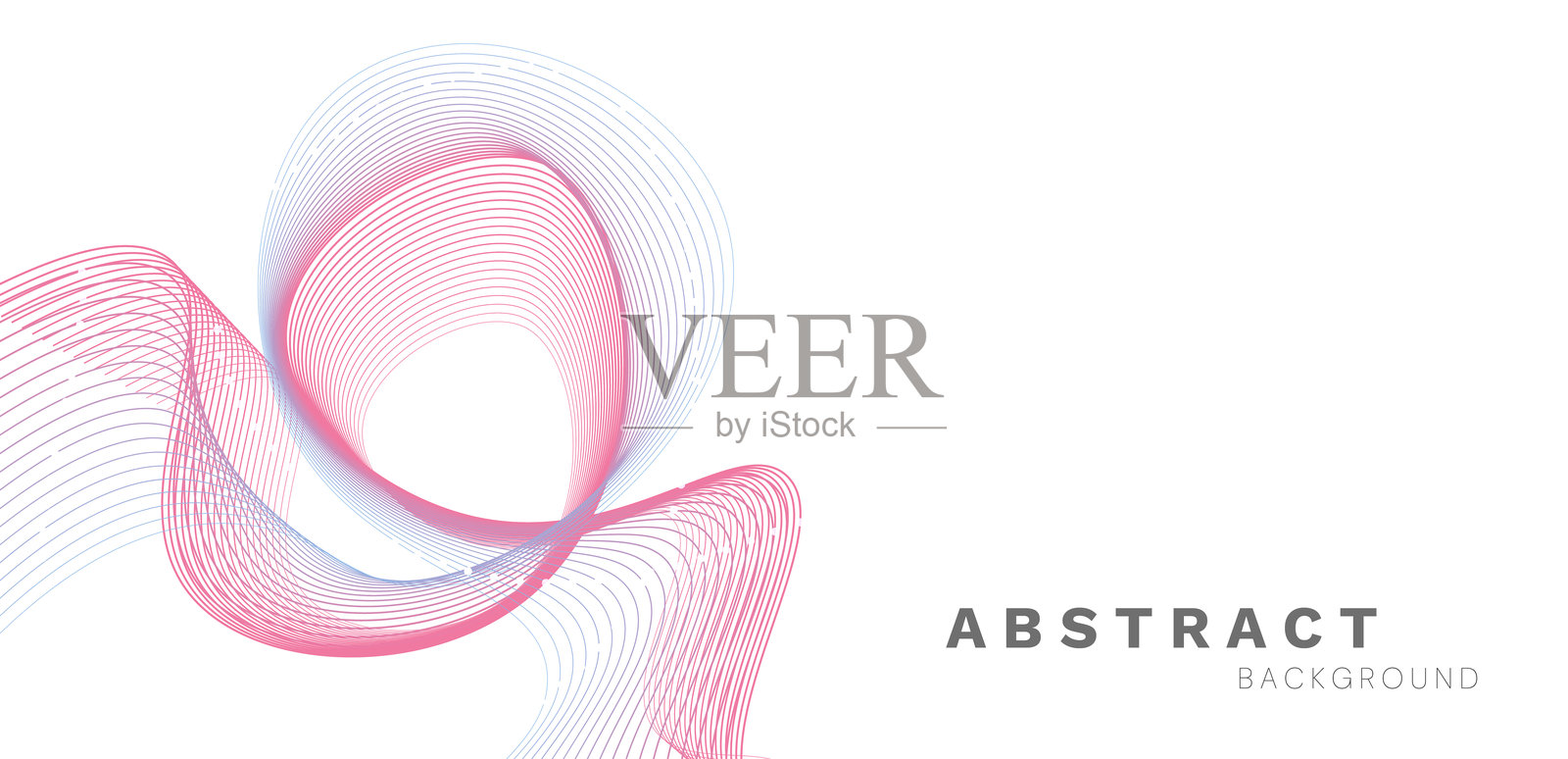 抽象的蓝色和紫色平滑流动的波浪线在白色背景上。动态声波元素设计插画图片素材