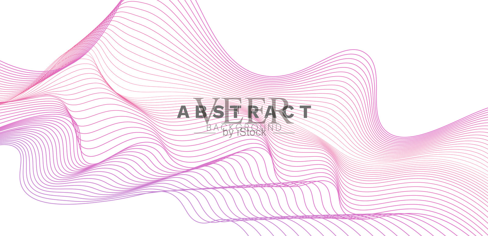 抽象的蓝色和紫色平滑流动的波浪线在白色背景上。动态声波元素设计插画图片素材