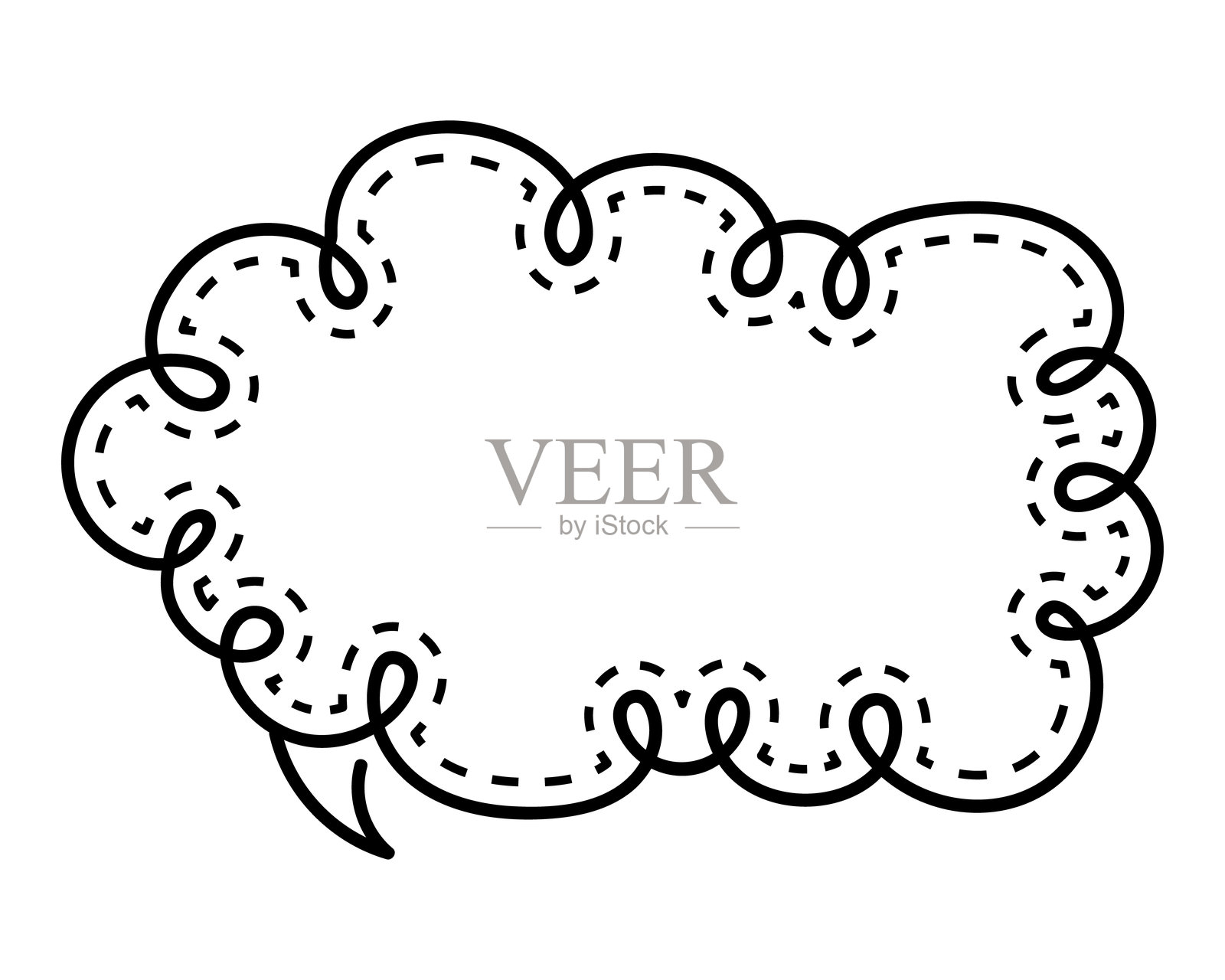 简单的虚线爆炸云形状插画图片素材