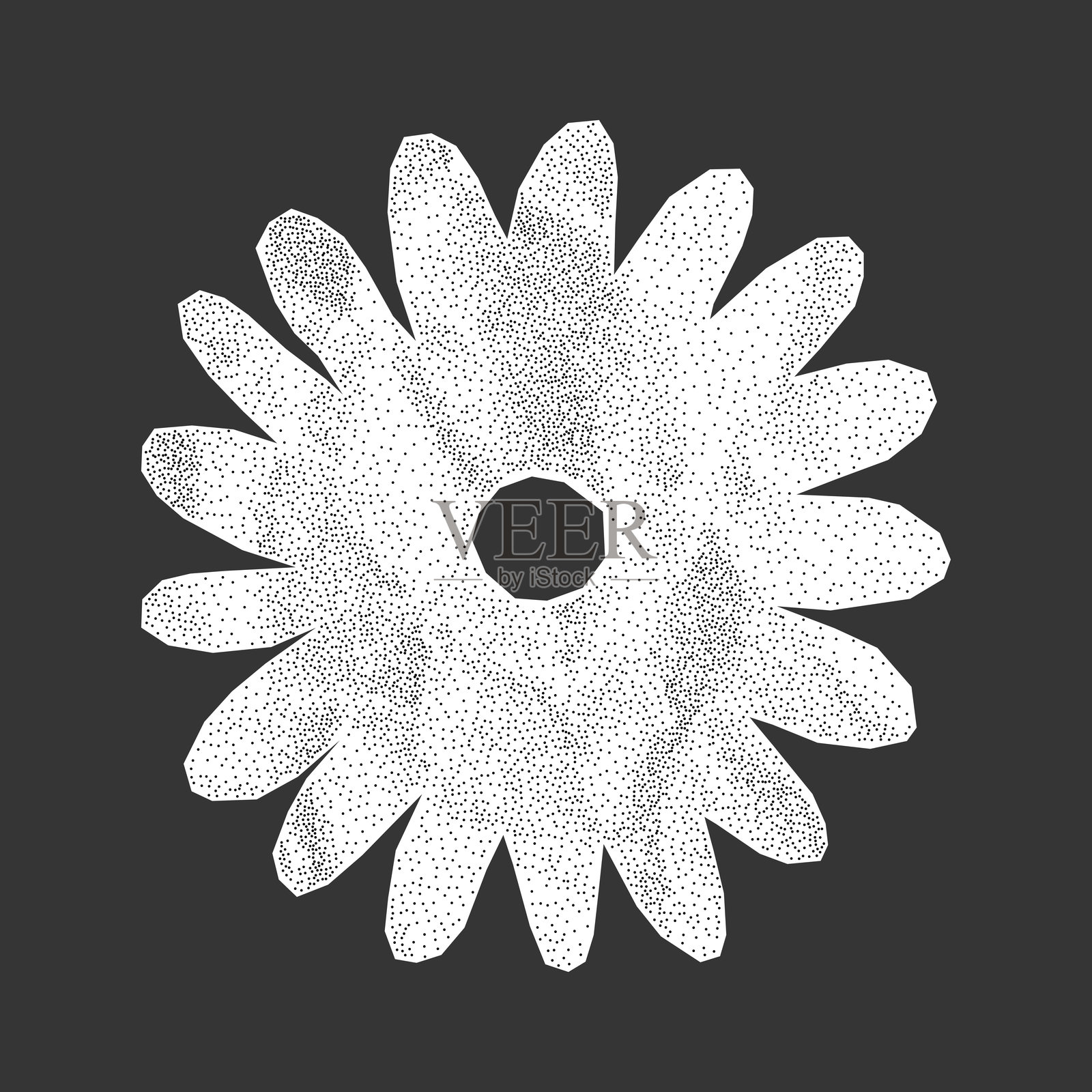 带有皱纹纸质感的简约花朵轮廓插画图片素材