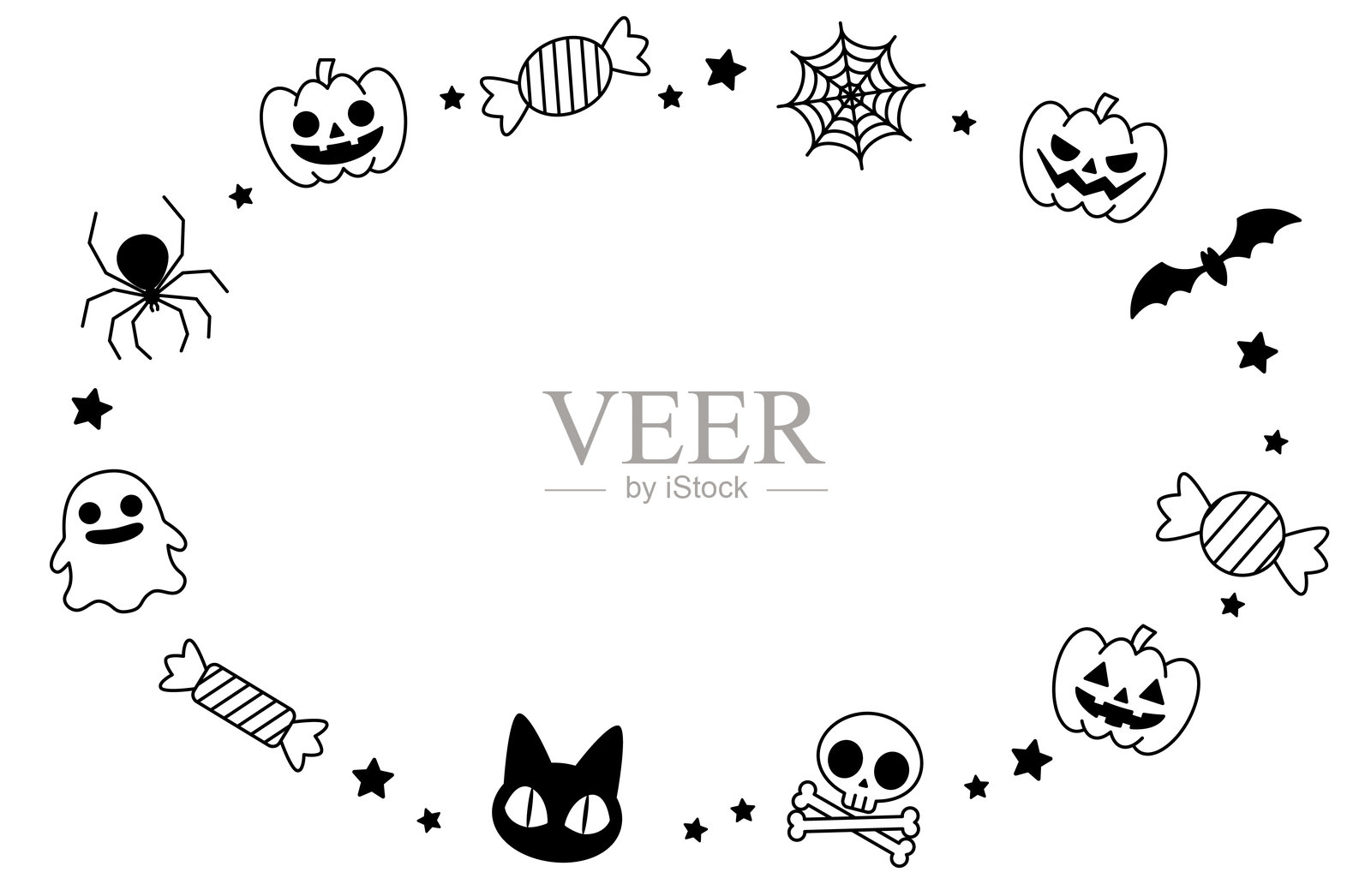 简单的单色框架矢量插图，带有万圣节主题插画图片素材