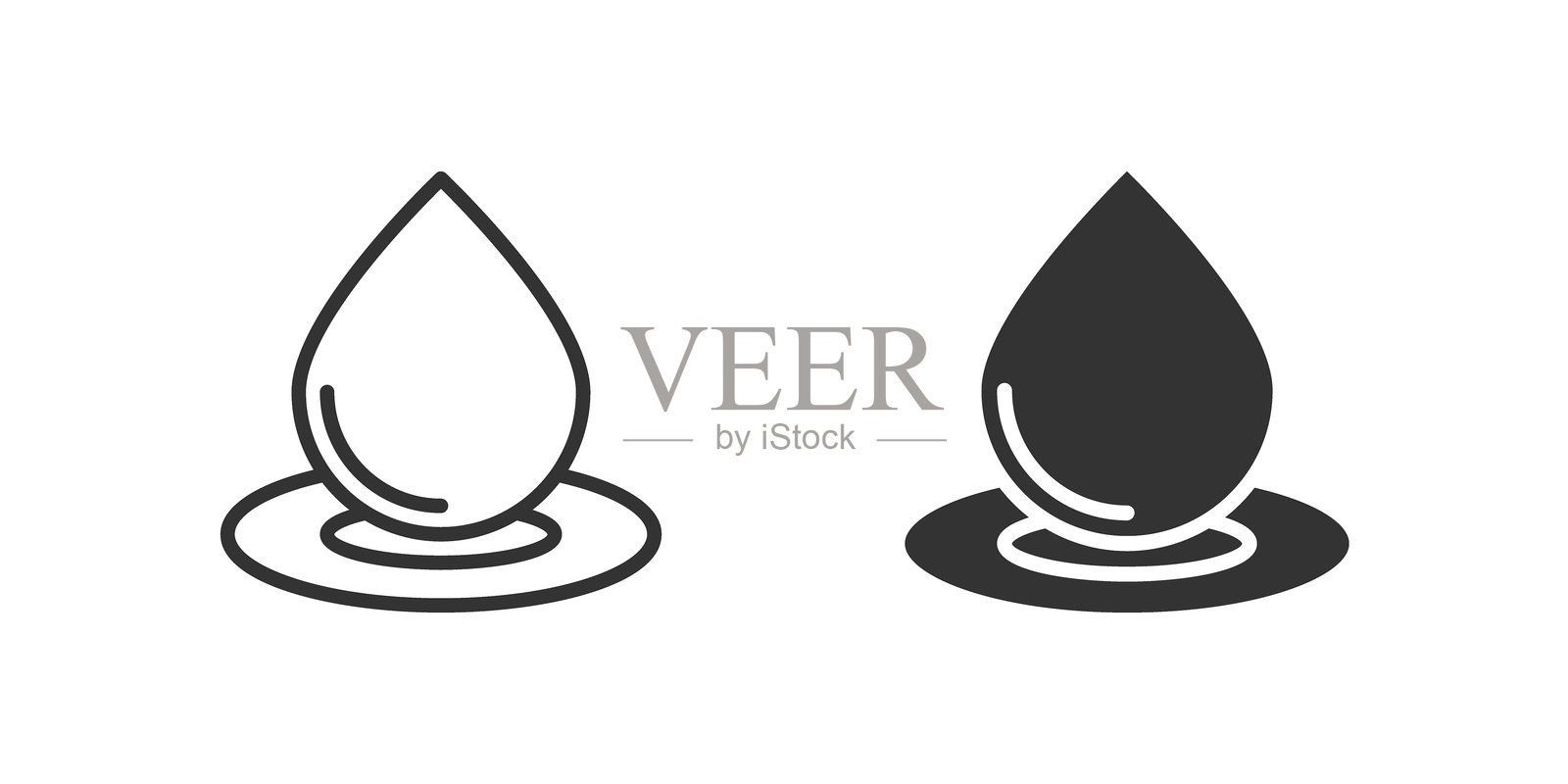 象征纯净和环境重要性的水滴图标集插画图片素材