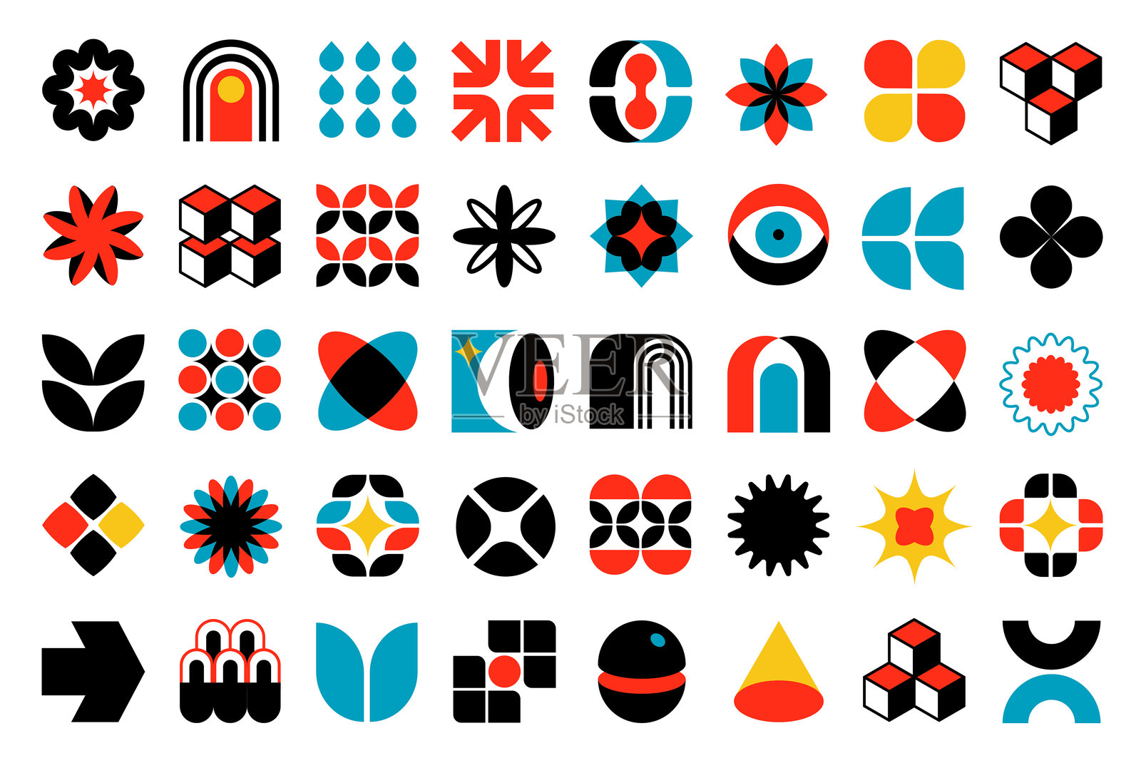 包豪斯符号和极简矢量设计元素插画图片素材