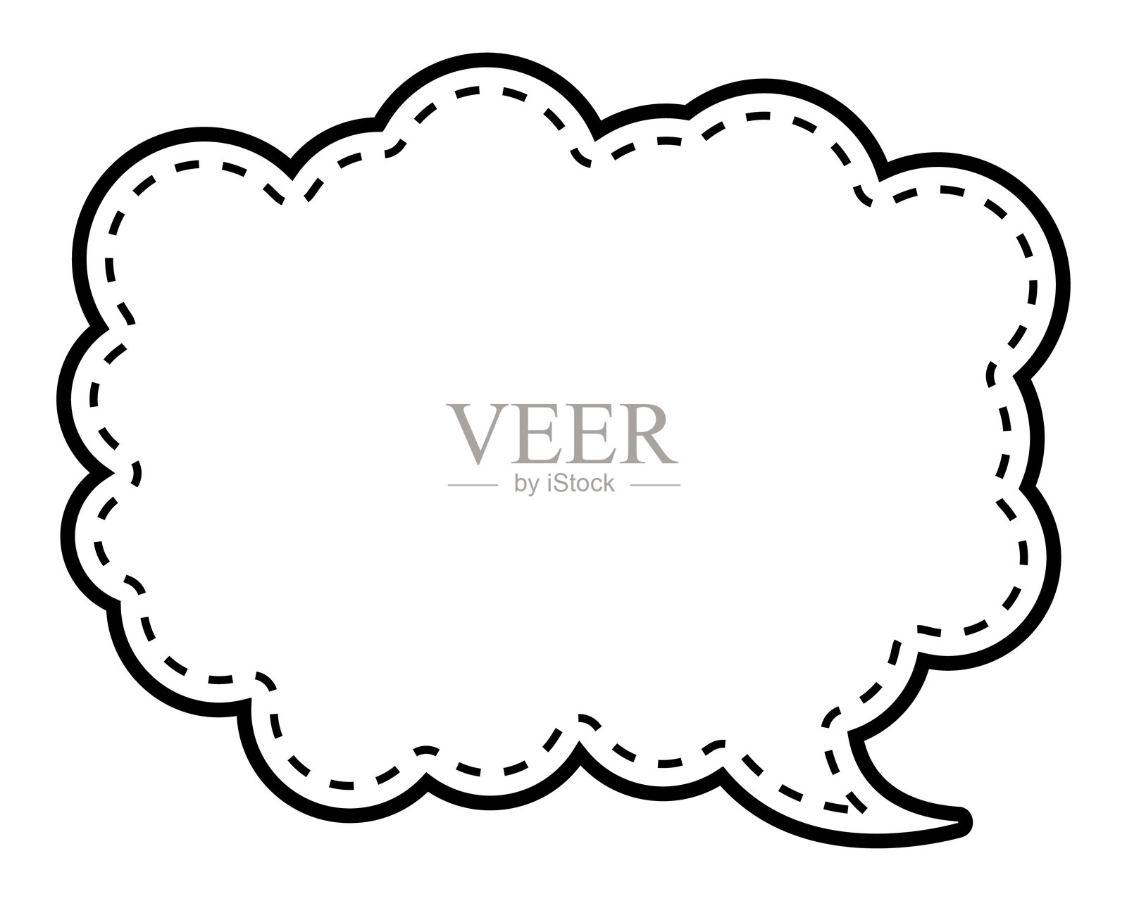 简单的虚线爆炸云形状插画图片素材