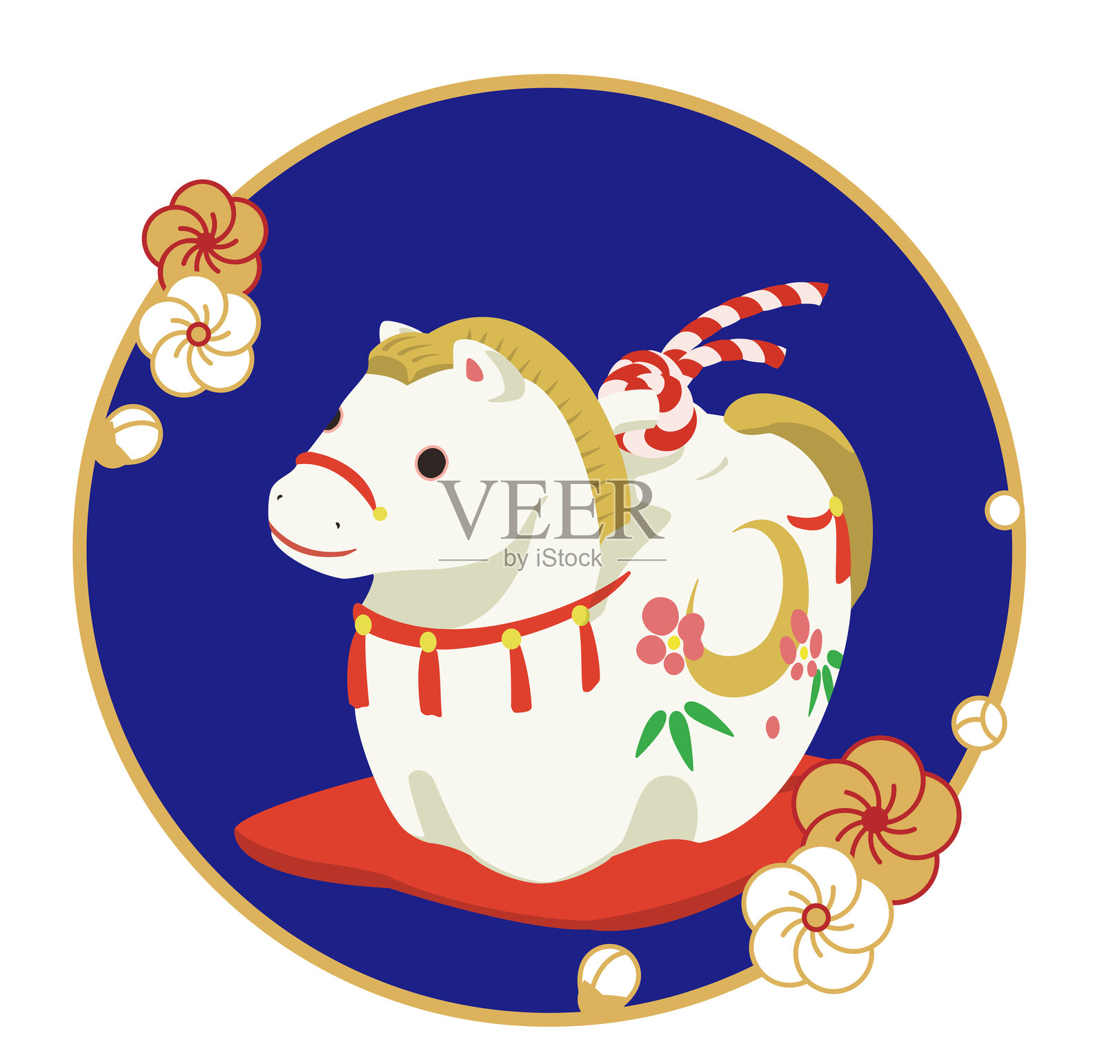 日本马耳土钟的剪贴画（蓝色框）插画图片素材