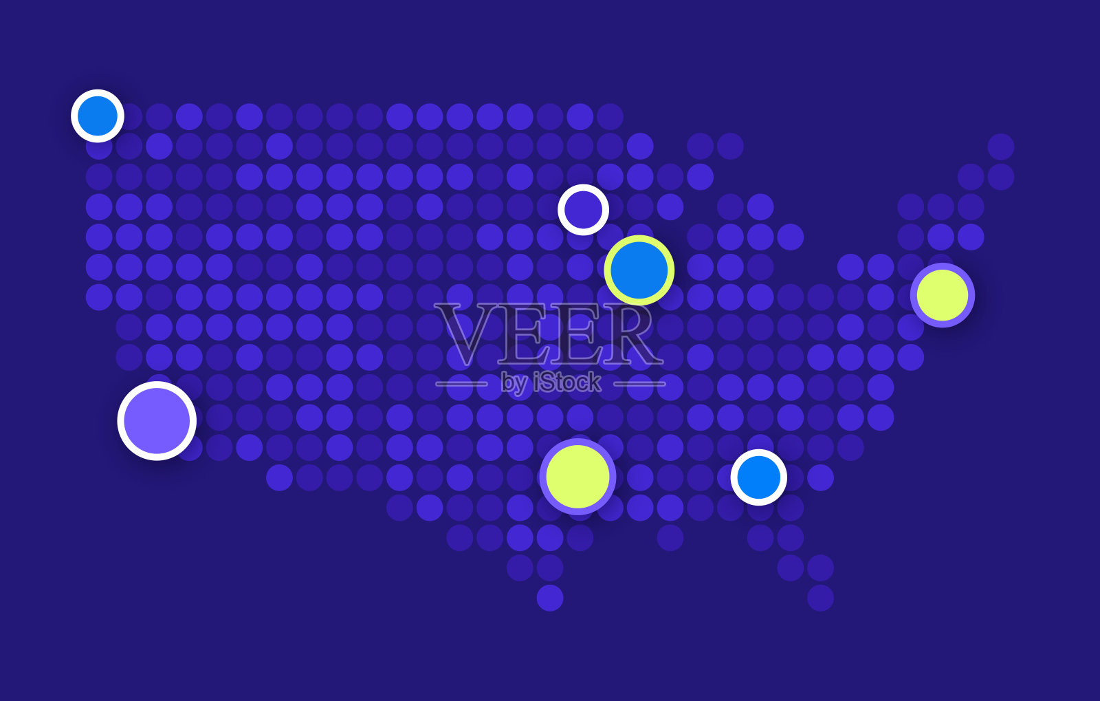 美国半色调点现代数据地图插画图片素材