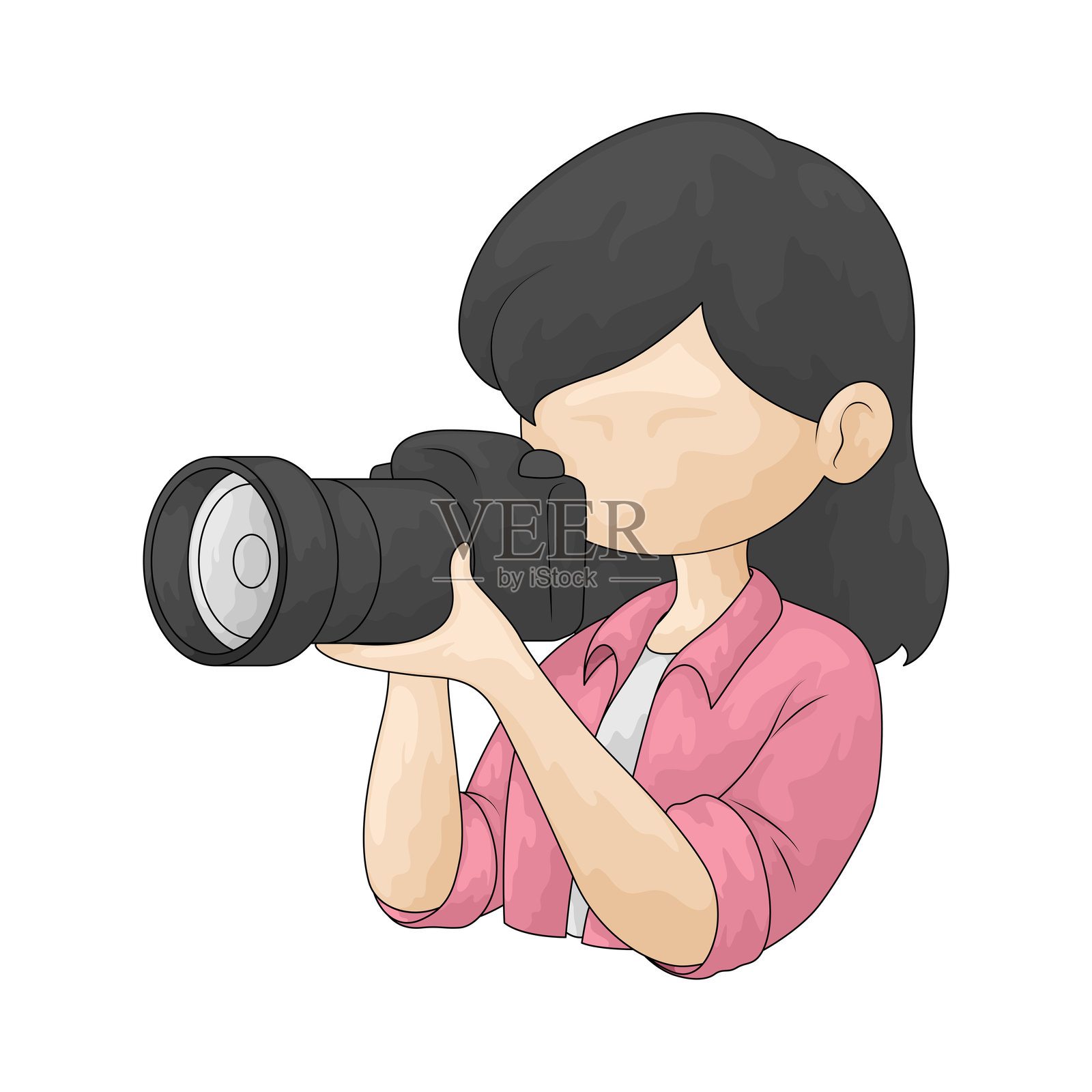 摄影女孩插画图片素材