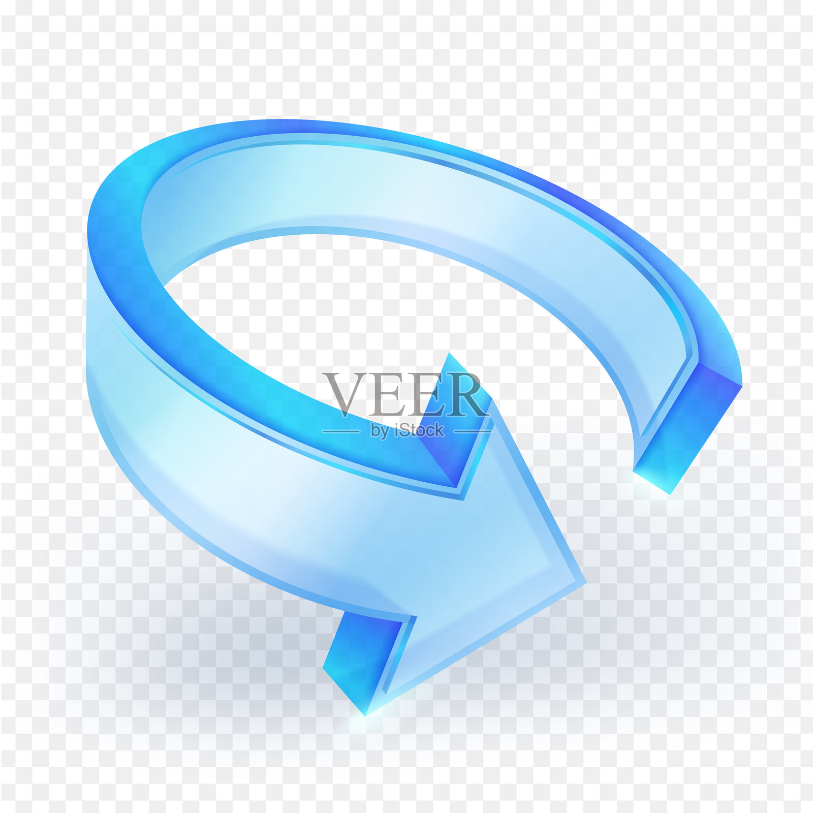 3D玻璃圆形箭头图标插画图片素材