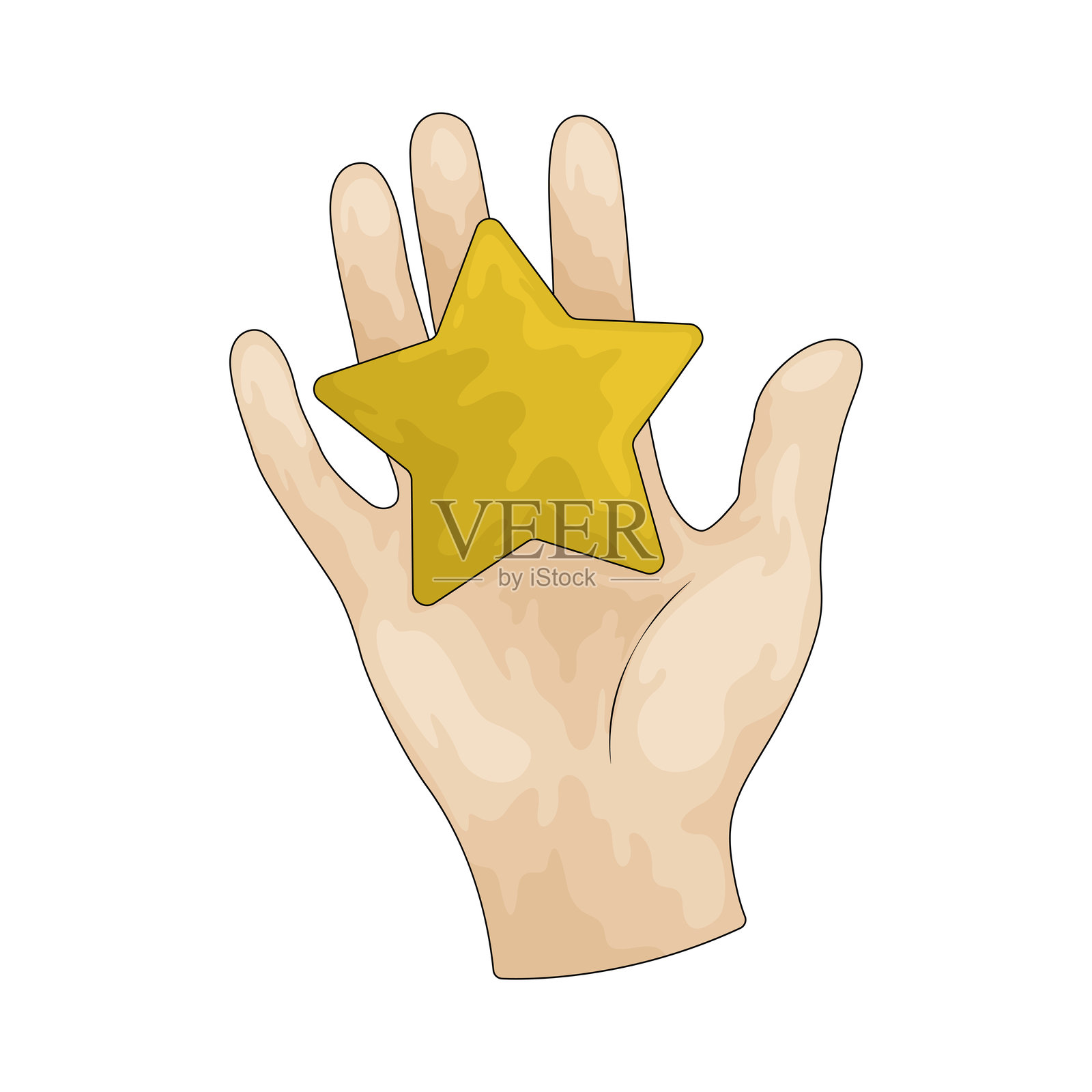 手握星星插画图片素材