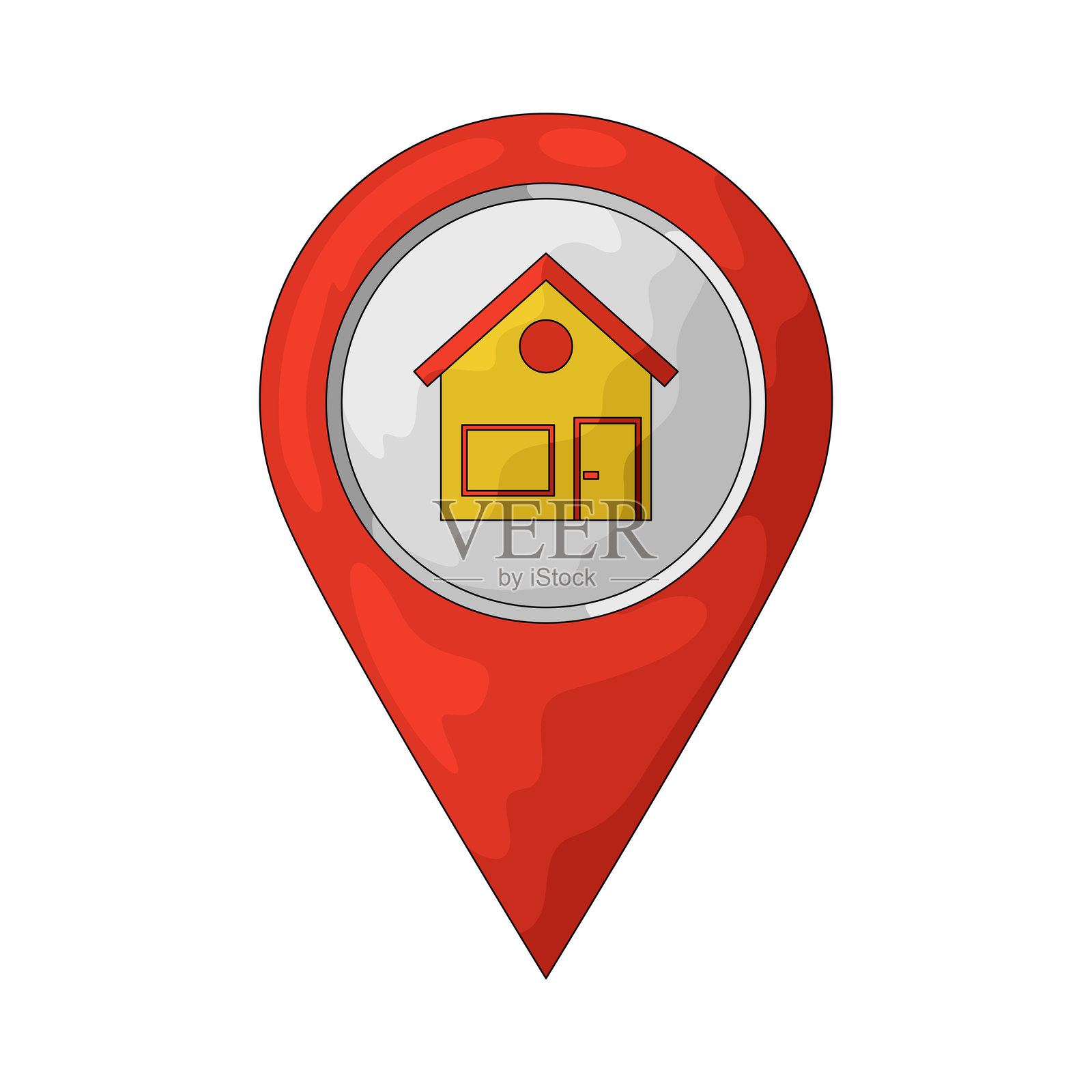 房屋位置图钉插画图片素材