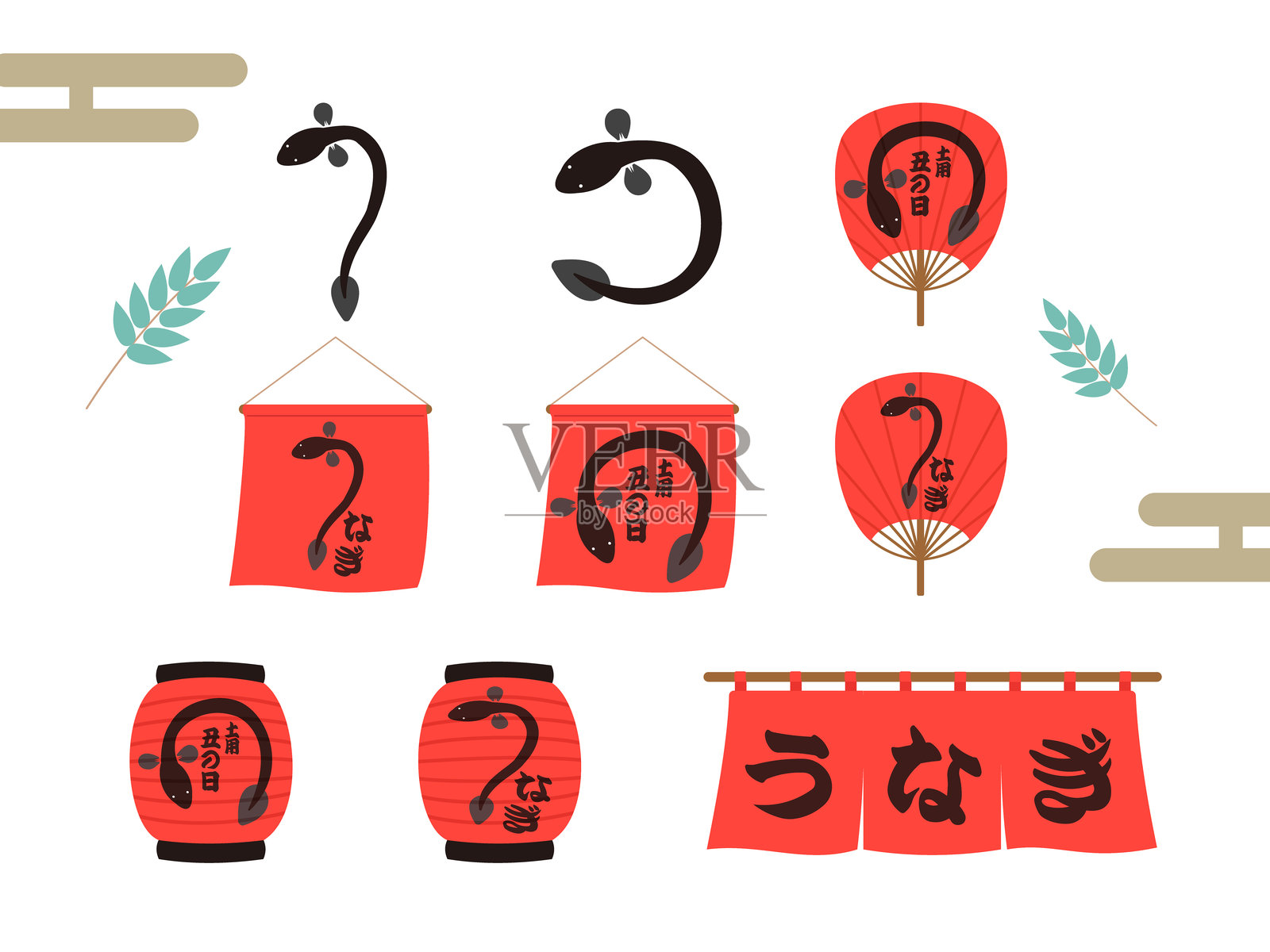 盛夏的牛日 - 插图集。插画图片素材