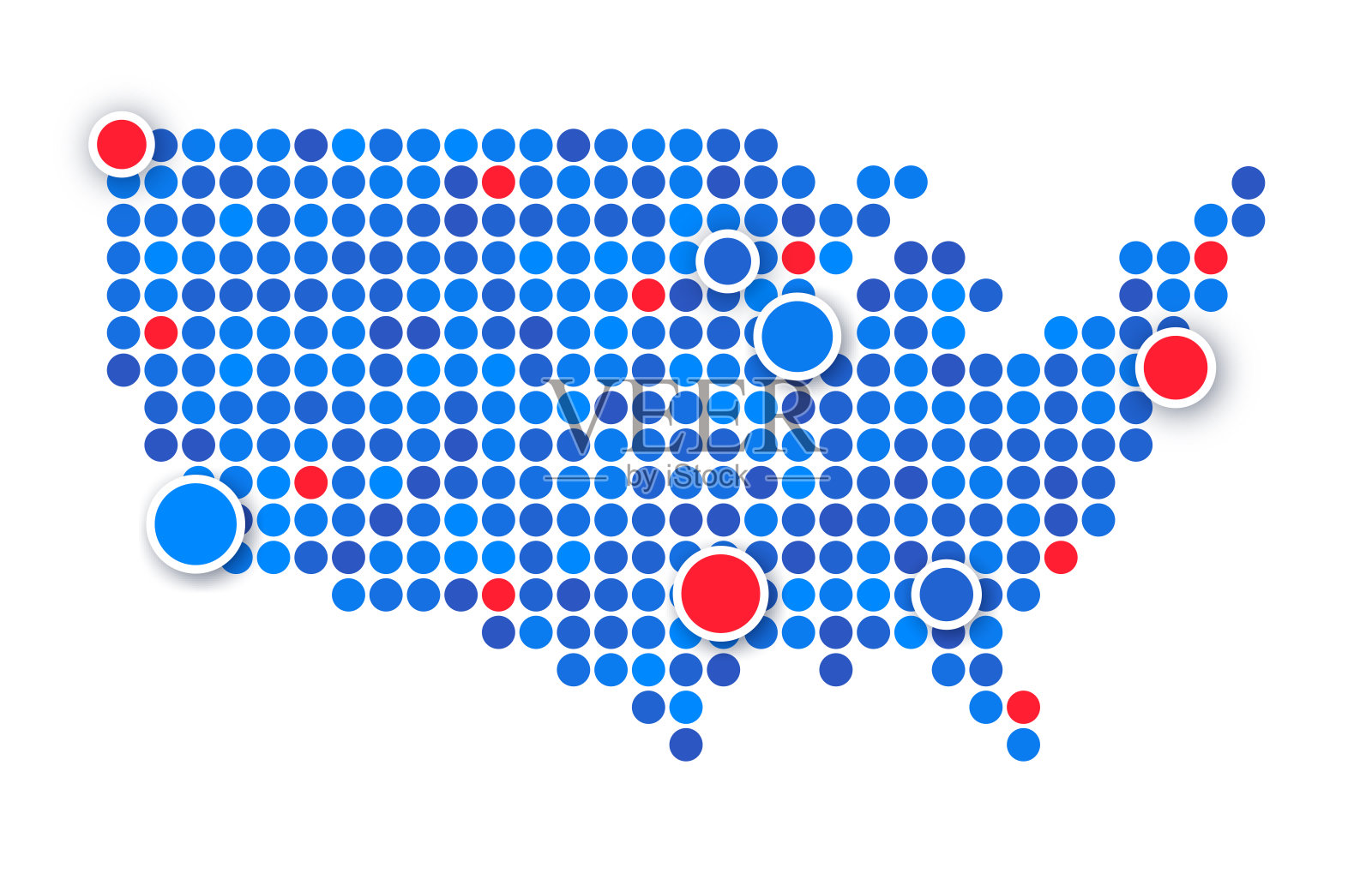 美国半色调点现代数据地图插画图片素材
