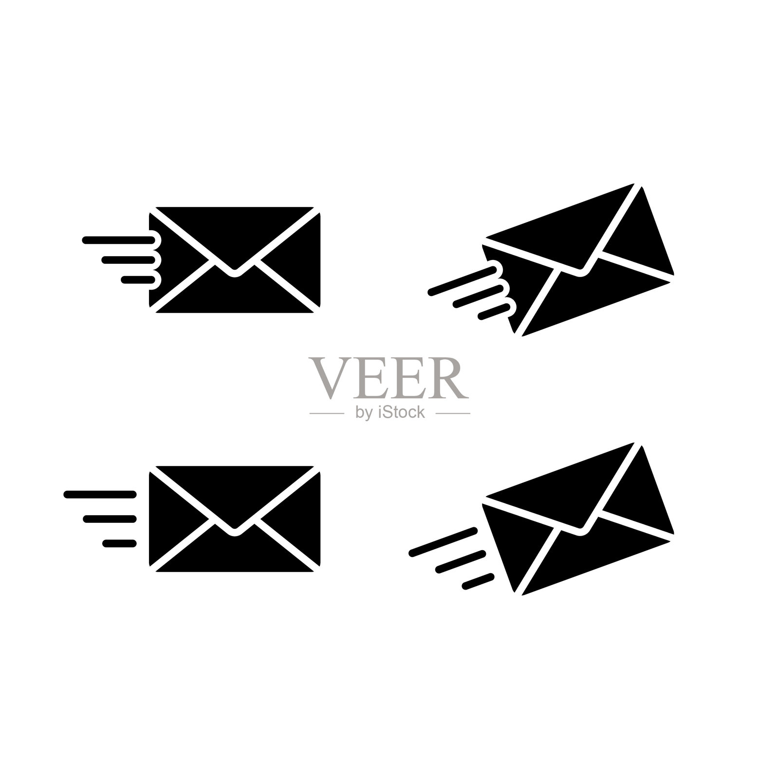 发送消息信封图标集。电子邮件、邮件符号插画图片素材
