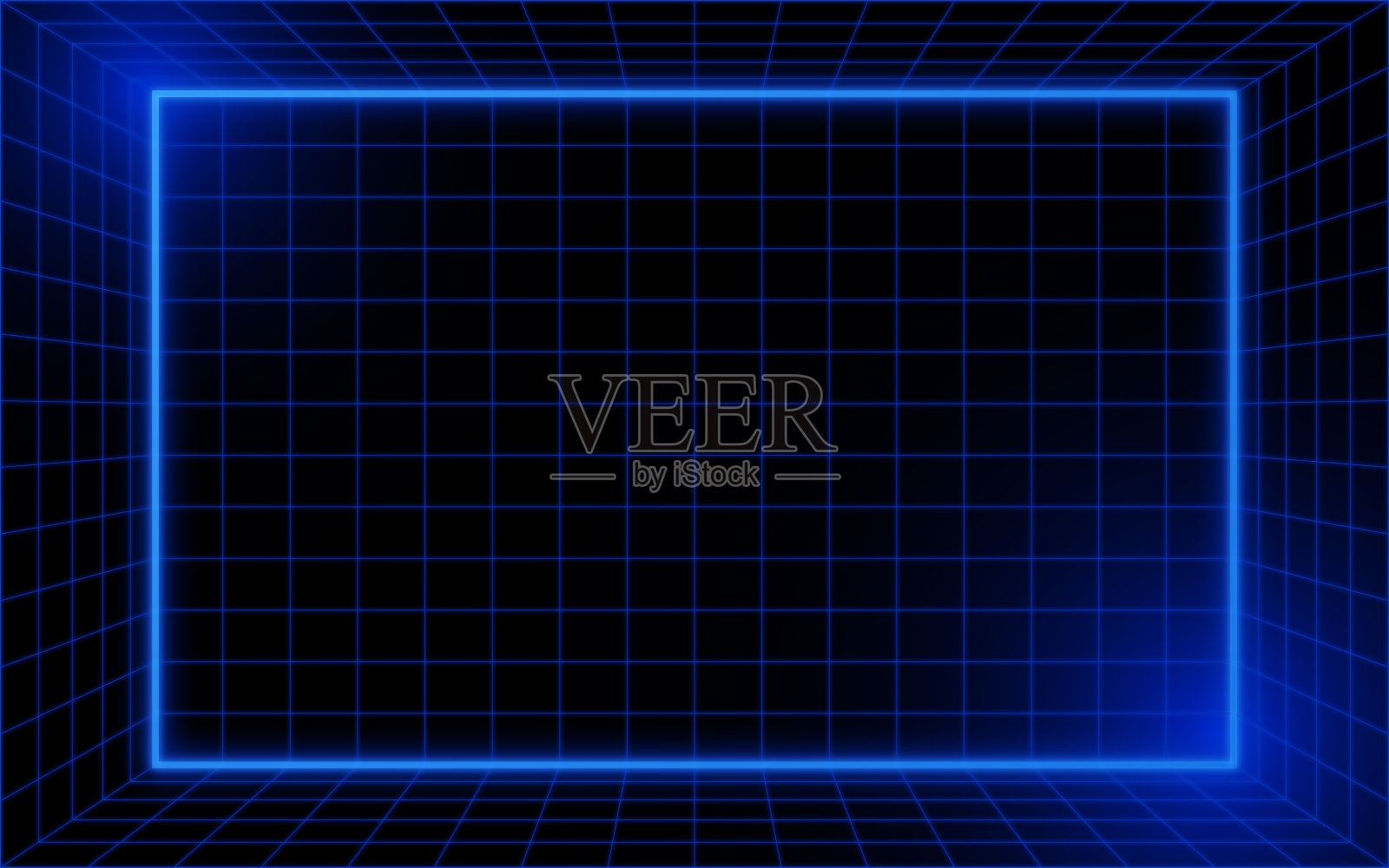现代发光网格蓝色框架科技抽象背景插画图片素材