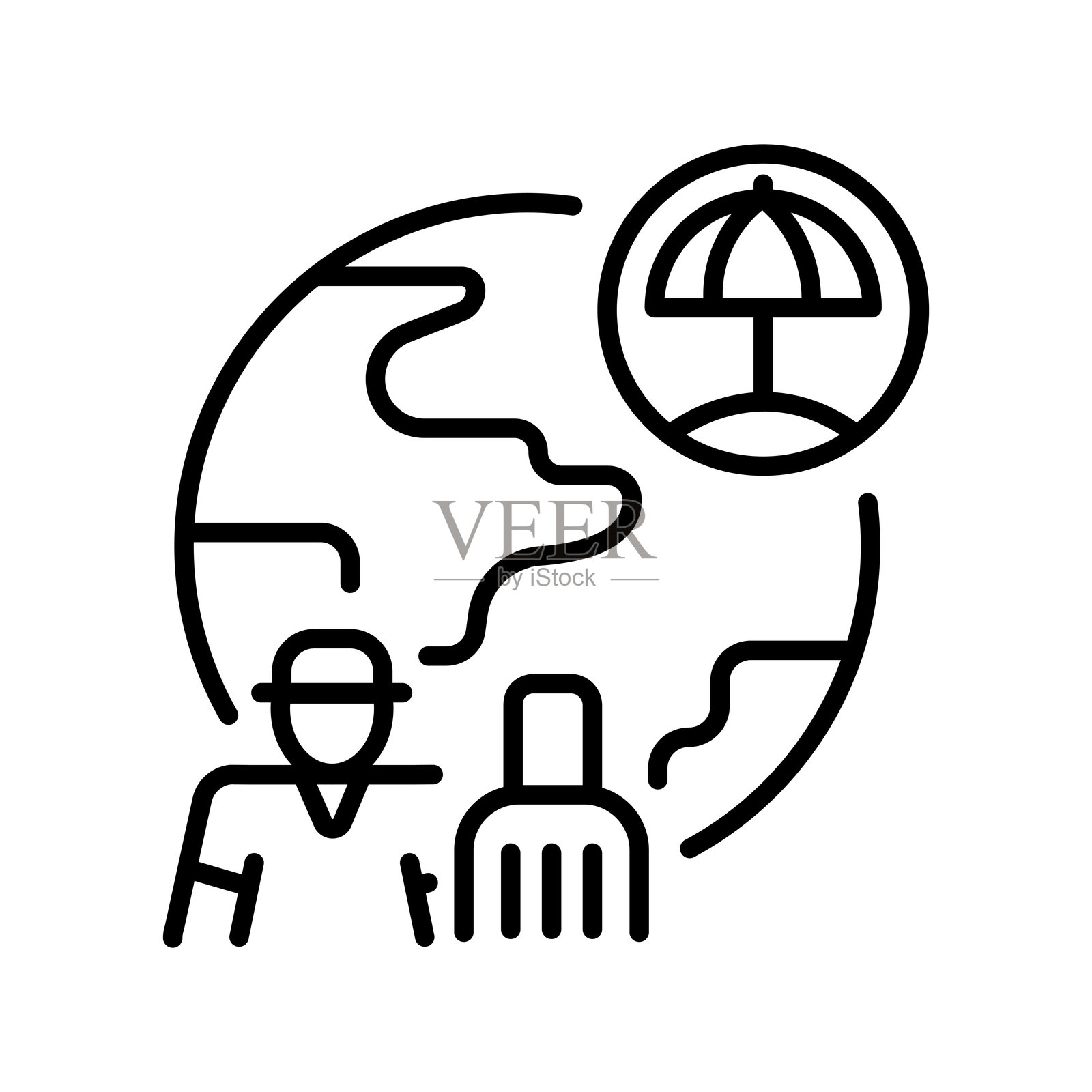 本地氛围黑色线条图标。插画图片素材