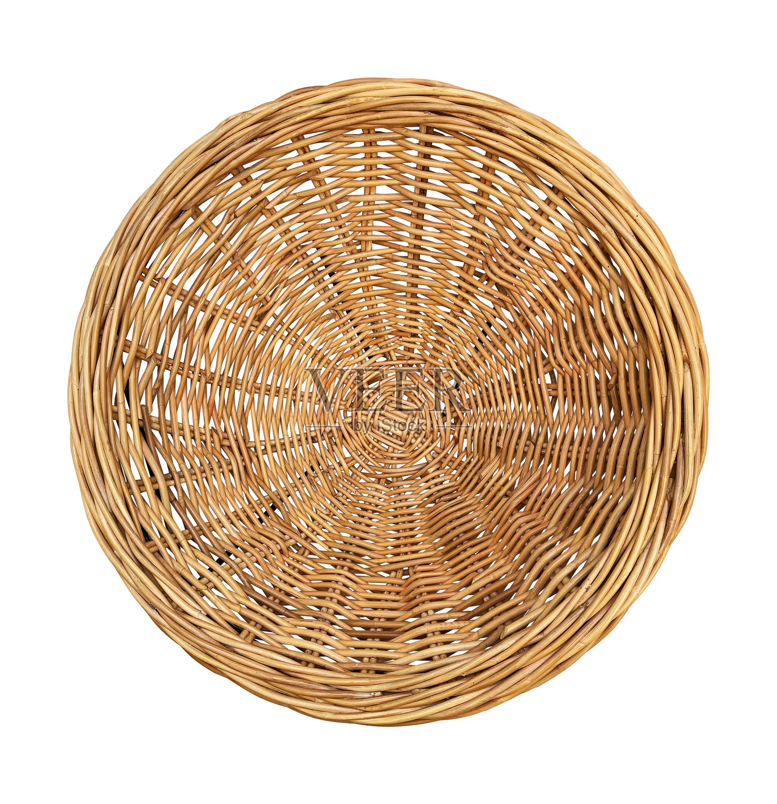 圆形藤编篮子的俯视图照片摄影图片