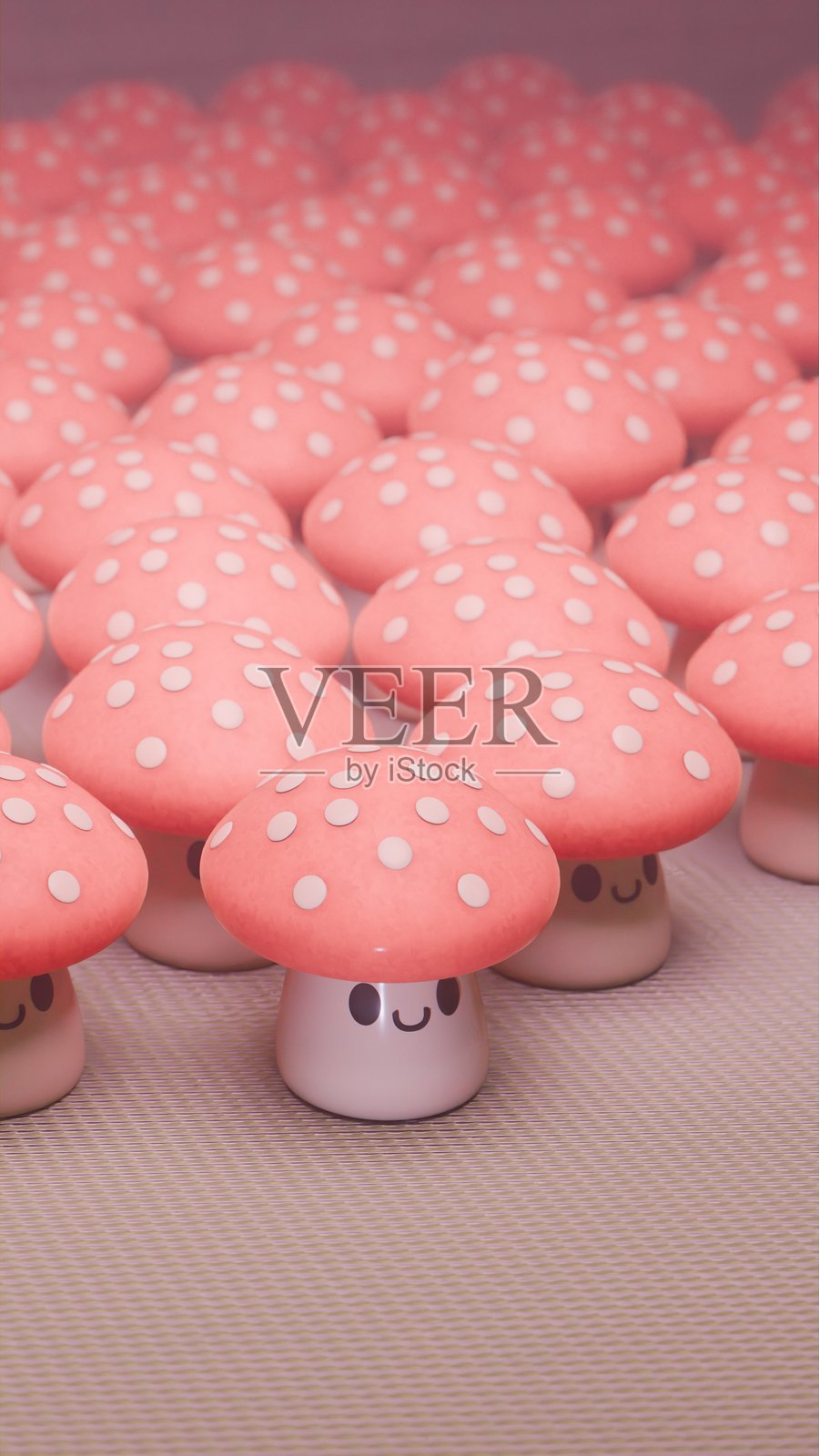 可爱的粉色蘑菇角色背景照片摄影图片
