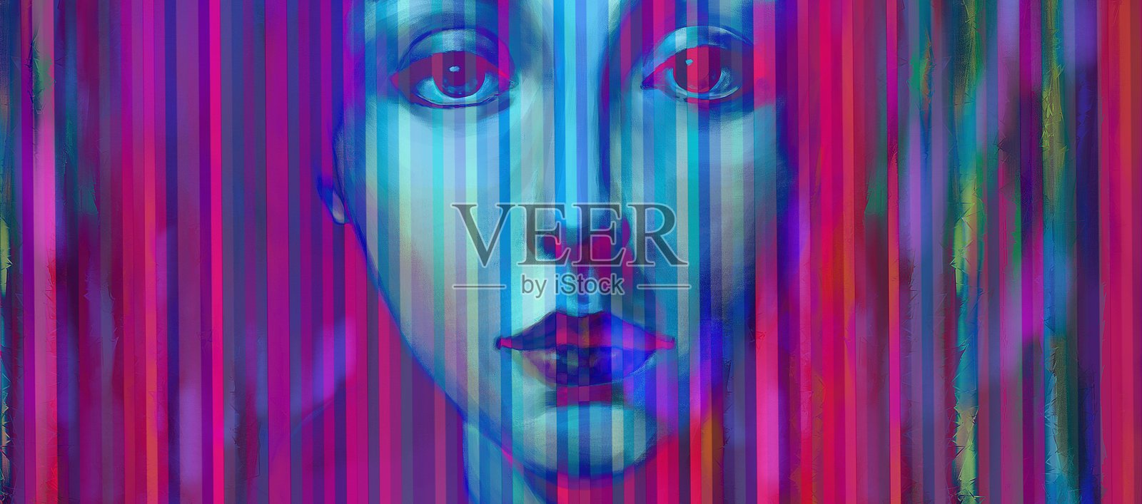 年轻女性的绘画质感肖像插画图片素材