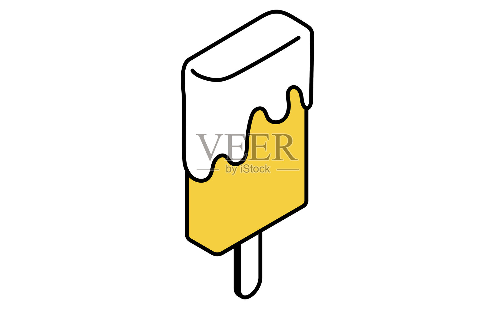 等距线条插图，展示了奶油浇头的冰淇淋，简单的夏季甜品图标插画图片素材