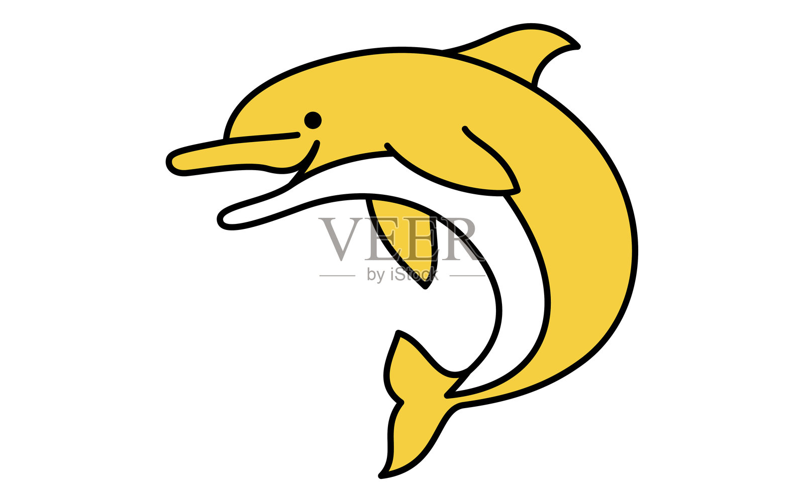 跳跃海豚的等距线条插图，简单的夏季海洋动物图标插画图片素材