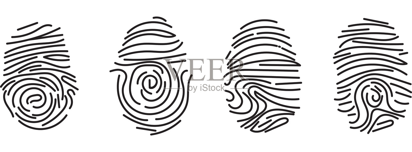 指纹矢量图标识别集真实犯罪插画图片素材