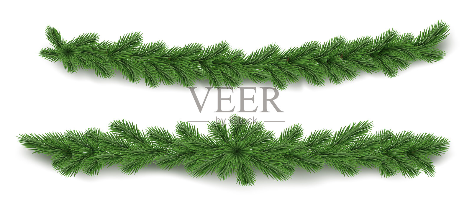 逼真的圣诞装饰树枝花环插画图片素材