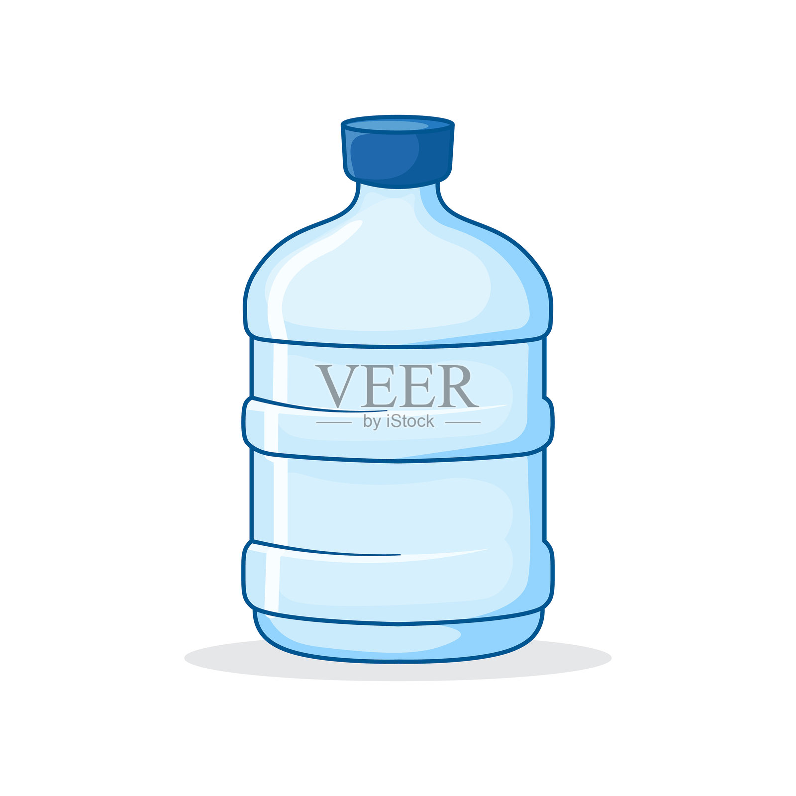 大瓶矿泉水插图，扁平卡通风格，背景为白色插画图片素材