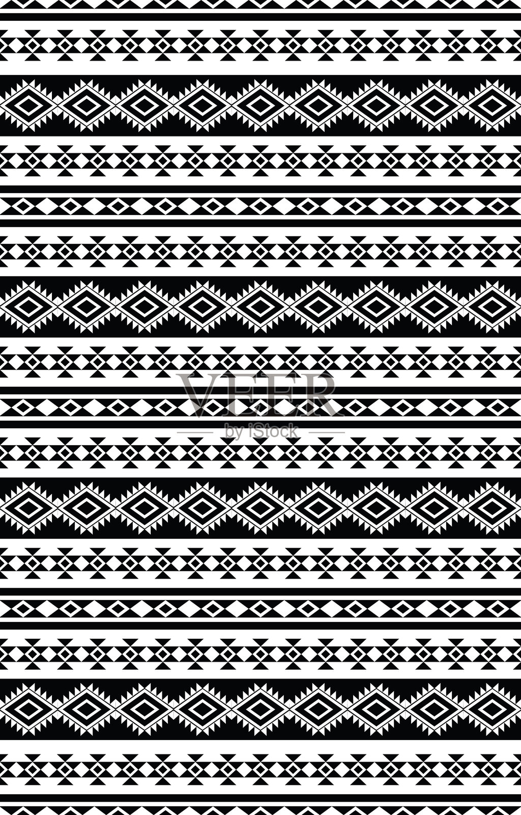 无缝黑白几何部落阿兹特克图案设计插画图片素材
