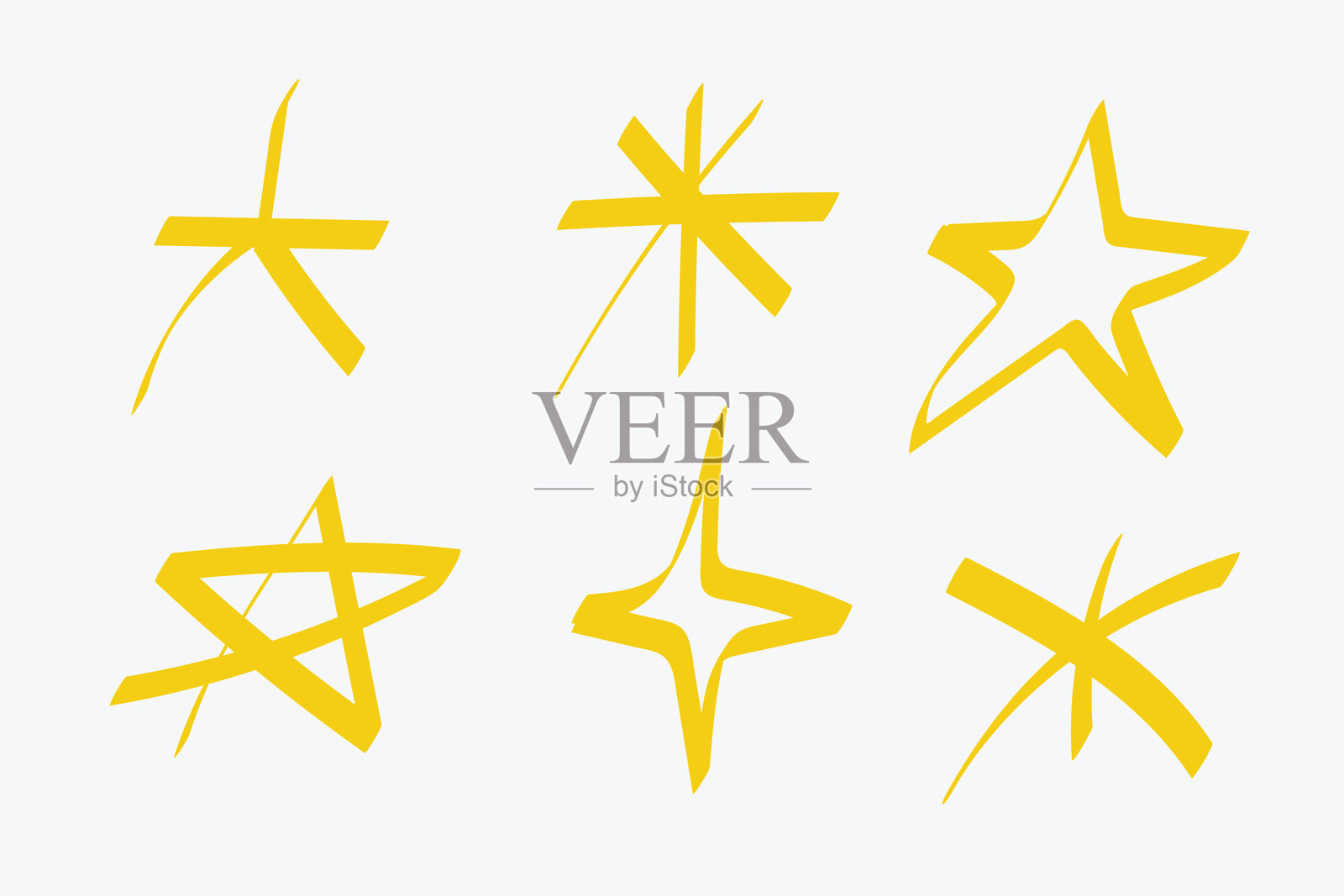 手绘星星图标集插画图片素材