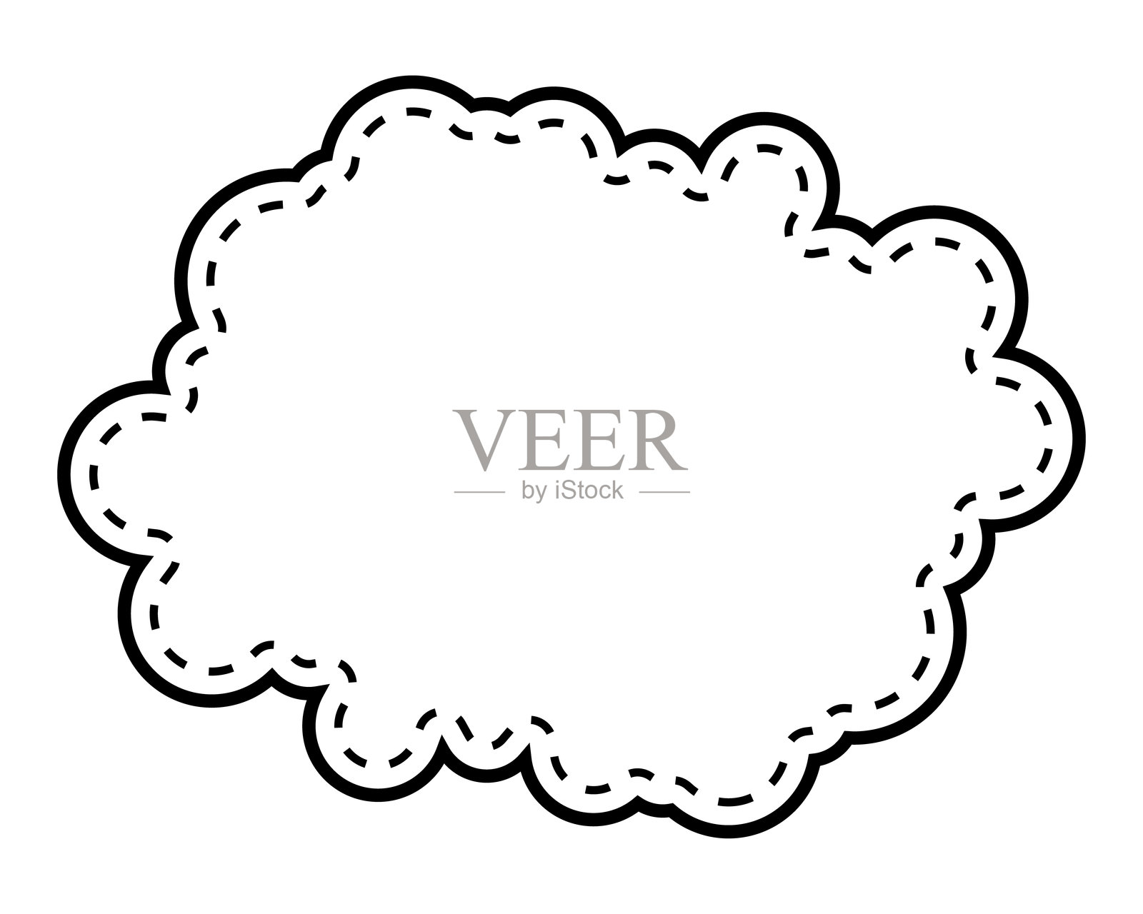 简单的虚线爆炸云形状插画图片素材