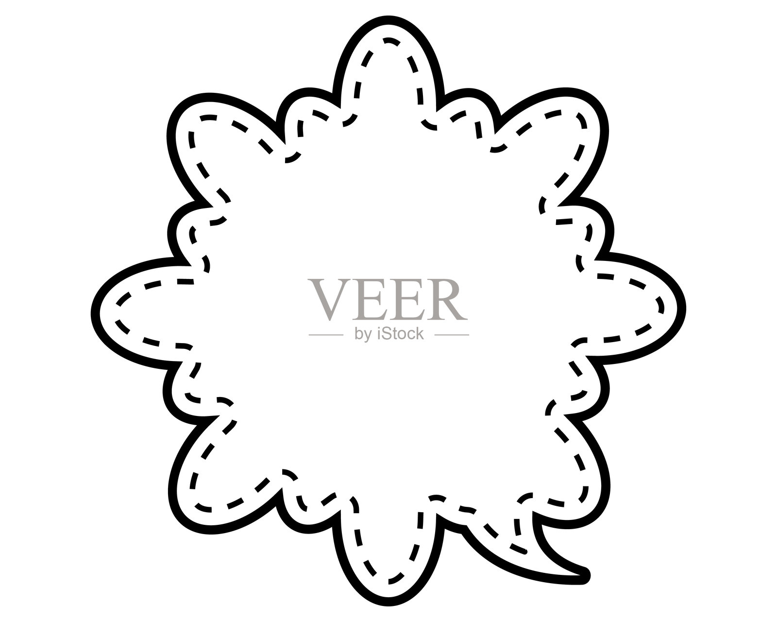 简单的虚线爆炸云形状插画图片素材